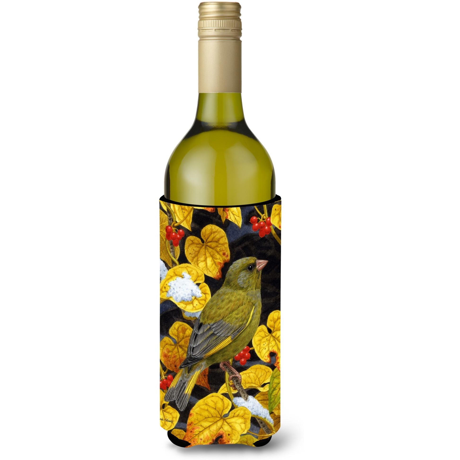 &quotCaroline's Treasures ASA2069LITERK European Greenfinch Wine Bottle Koozie Hugger, 750 ml, Multicolor"