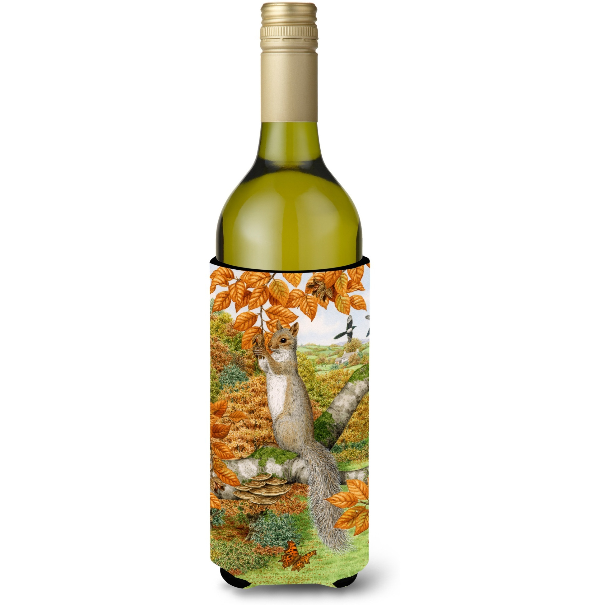 &quotCaroline's Treasures Grey Squirrel Wine Bottle Koozie Hugger, 750 ml, Multicolor"
