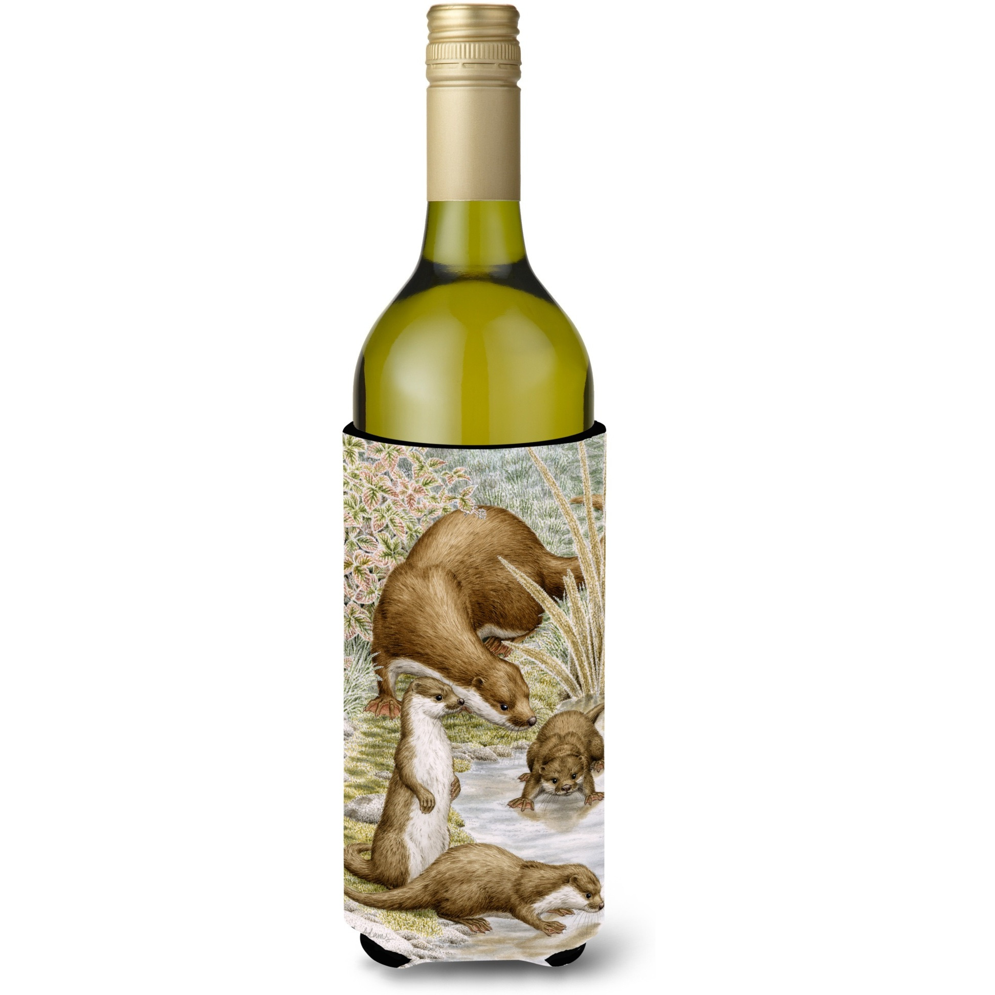&quotCaroline's Treasures Otter Family Wine Bottle Koozie Hugger, 750 ml, Multicolor"