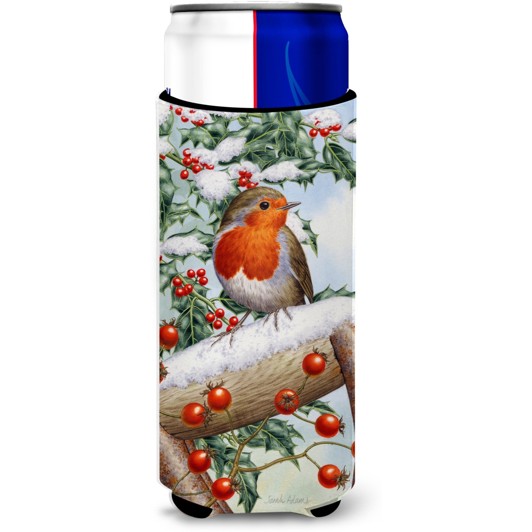 &quotCaroline's Treasures European Garden Robin Michelob Ultra Koozies for Slim Cans, Multicolor"