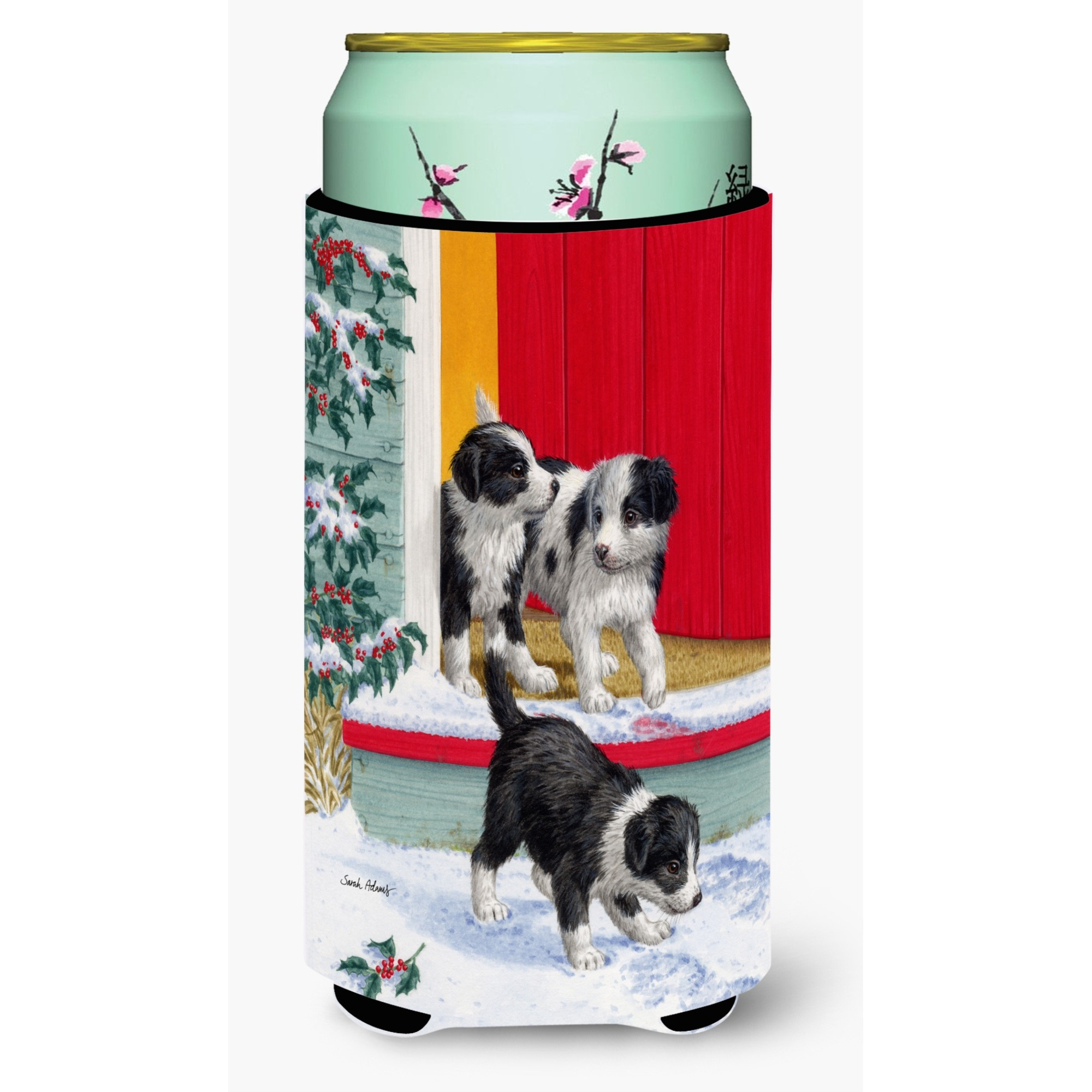 &quotCaroline's Treasures Christmas Border Collie Pups Tall Boy Koozie Hugger, Multicolor"