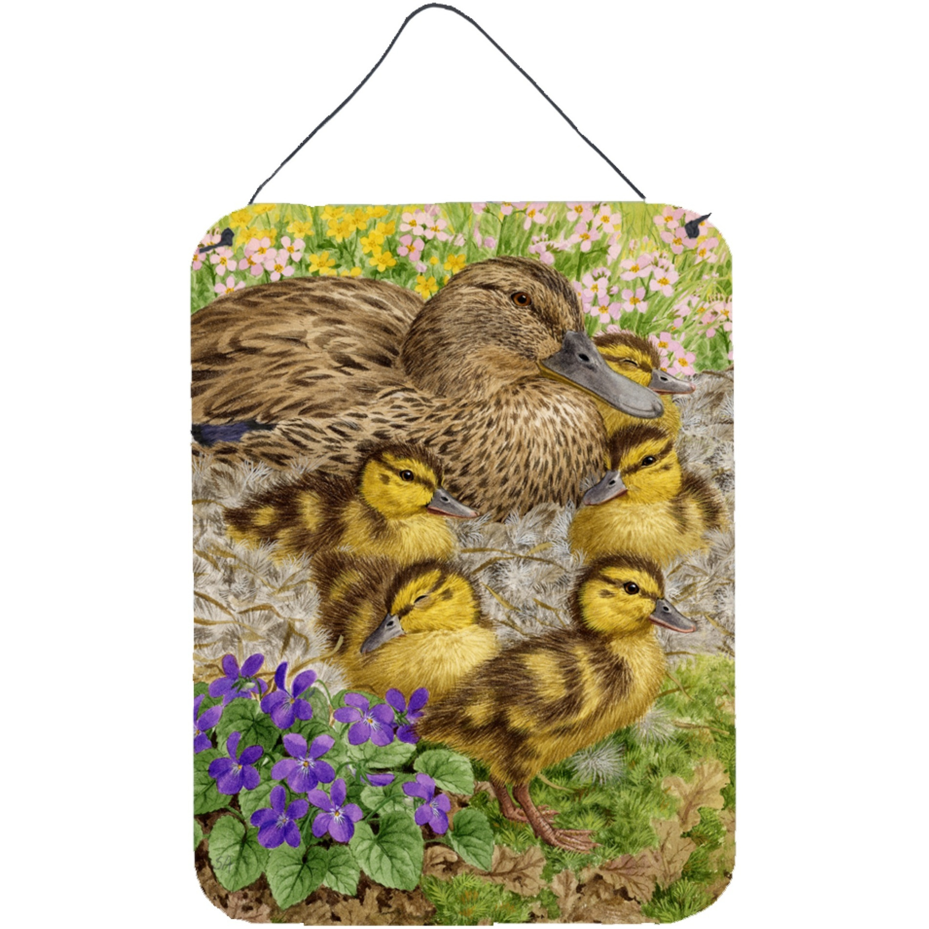 &quotCaroline's Treasures Female Mallard Duck and Ducklings Wall or Door Hanging Prints ASA2084DS1216, 16HX12W, Multicolor"