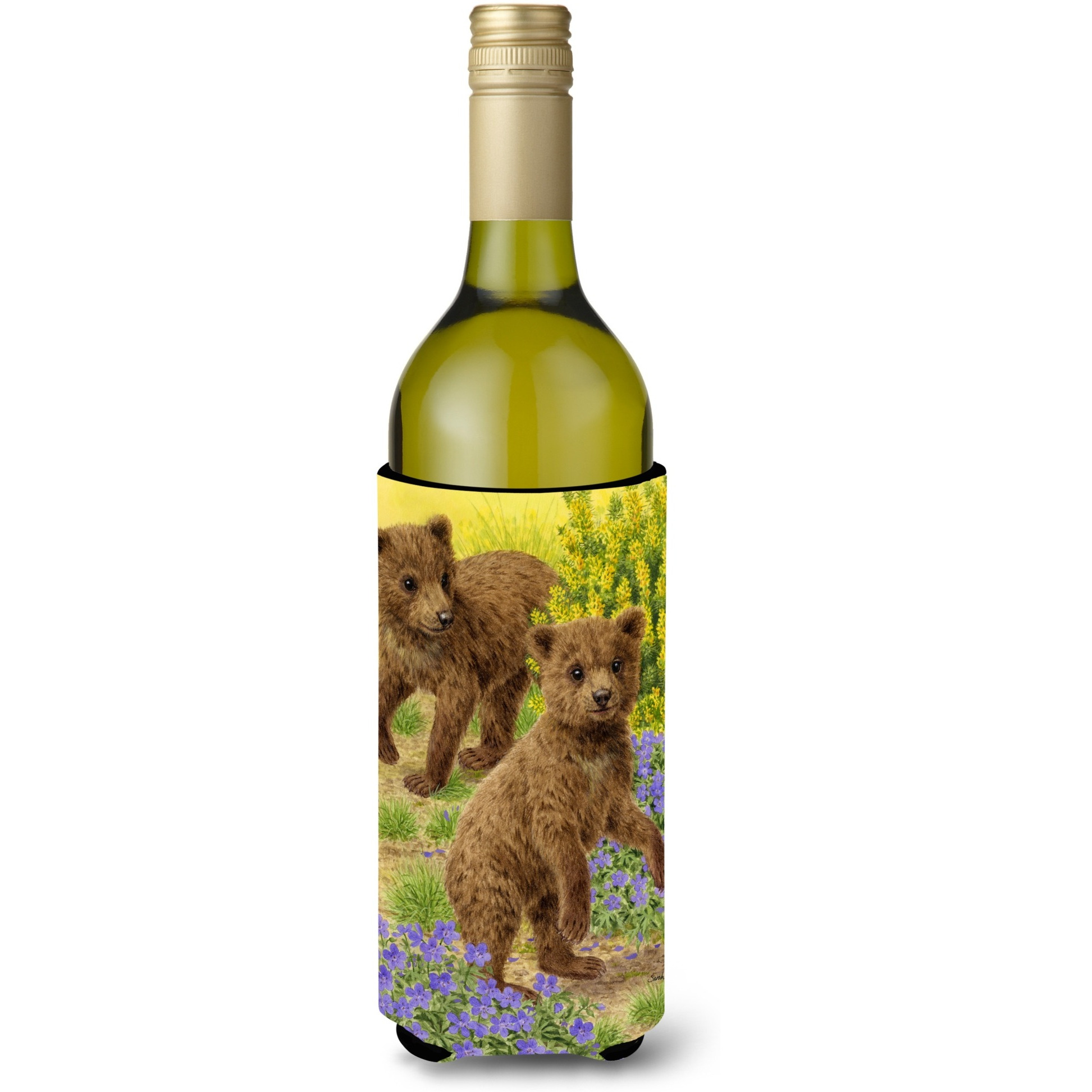 &quotCaroline's Treasures Bear Cubs Wine Bottle Koozie Hugger ASA2085LITERK, 750 ml, Multicolor"