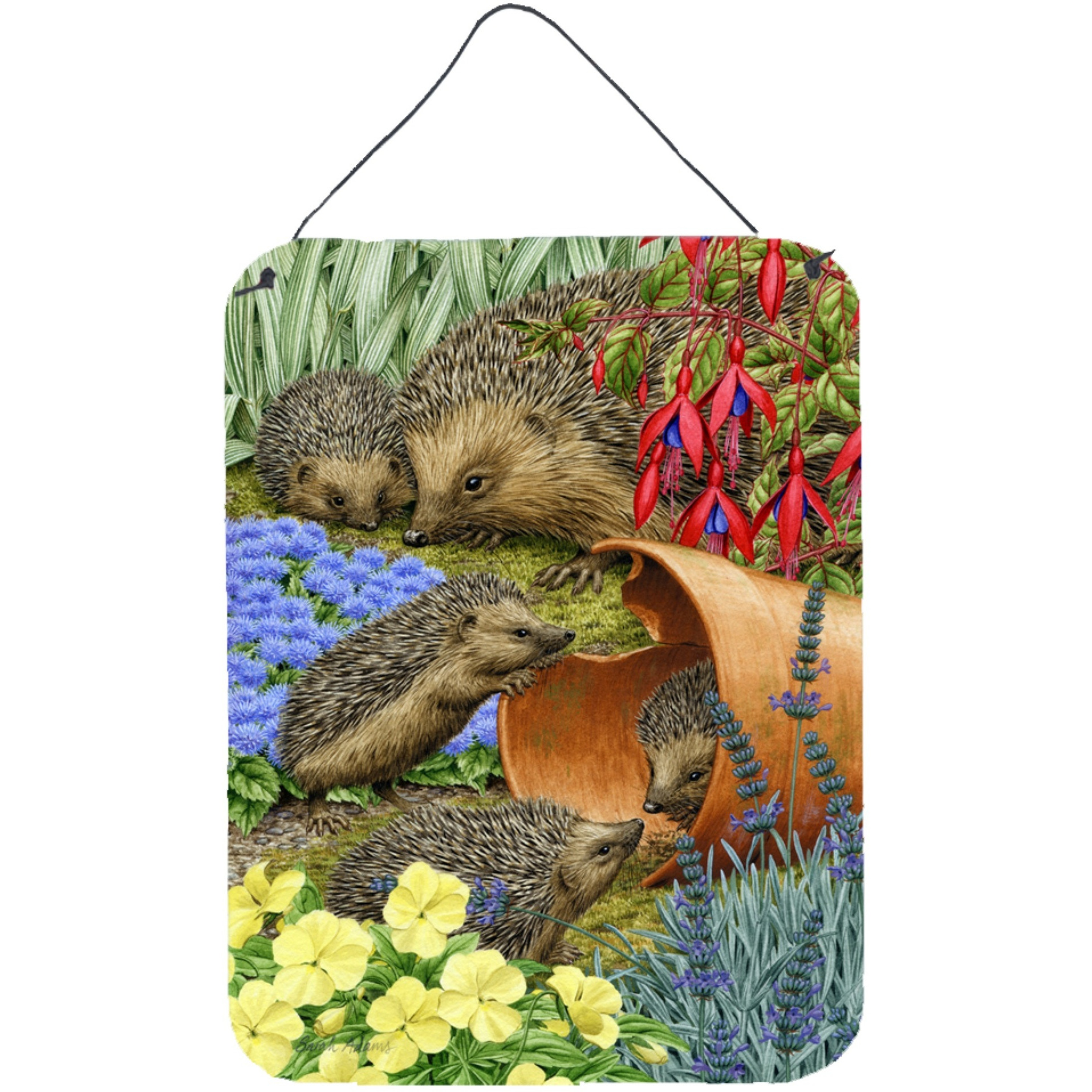 &quotCaroline's Treasures Hedgehogs in the Flower Pot Wall or Door Hanging Prints ASA2087DS1216, 16HX12W, Multicolor"