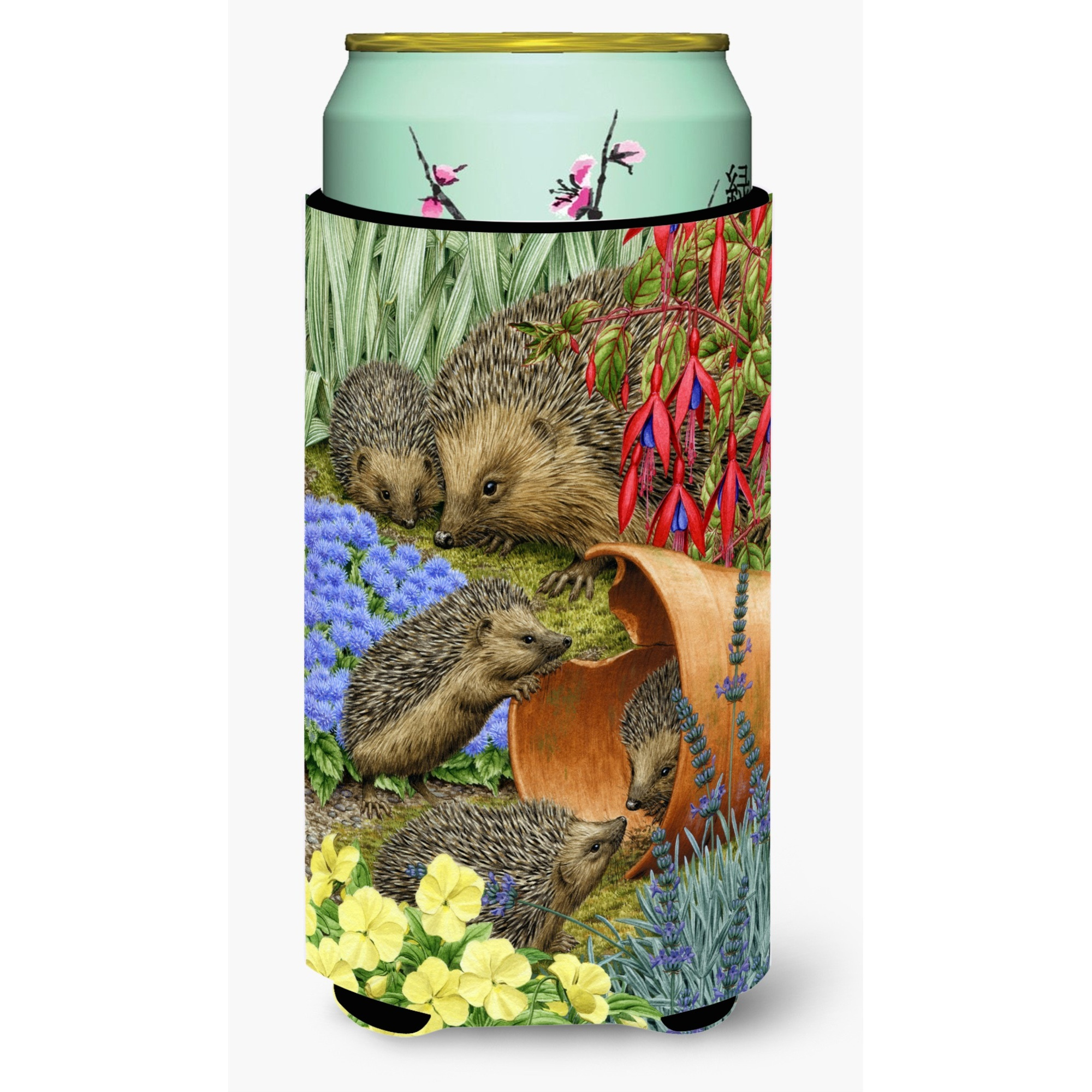 &quotCaroline's Treasures Hedgehogs In The Flower Pot Tall Boy Koozie Hugger, Multicolor"