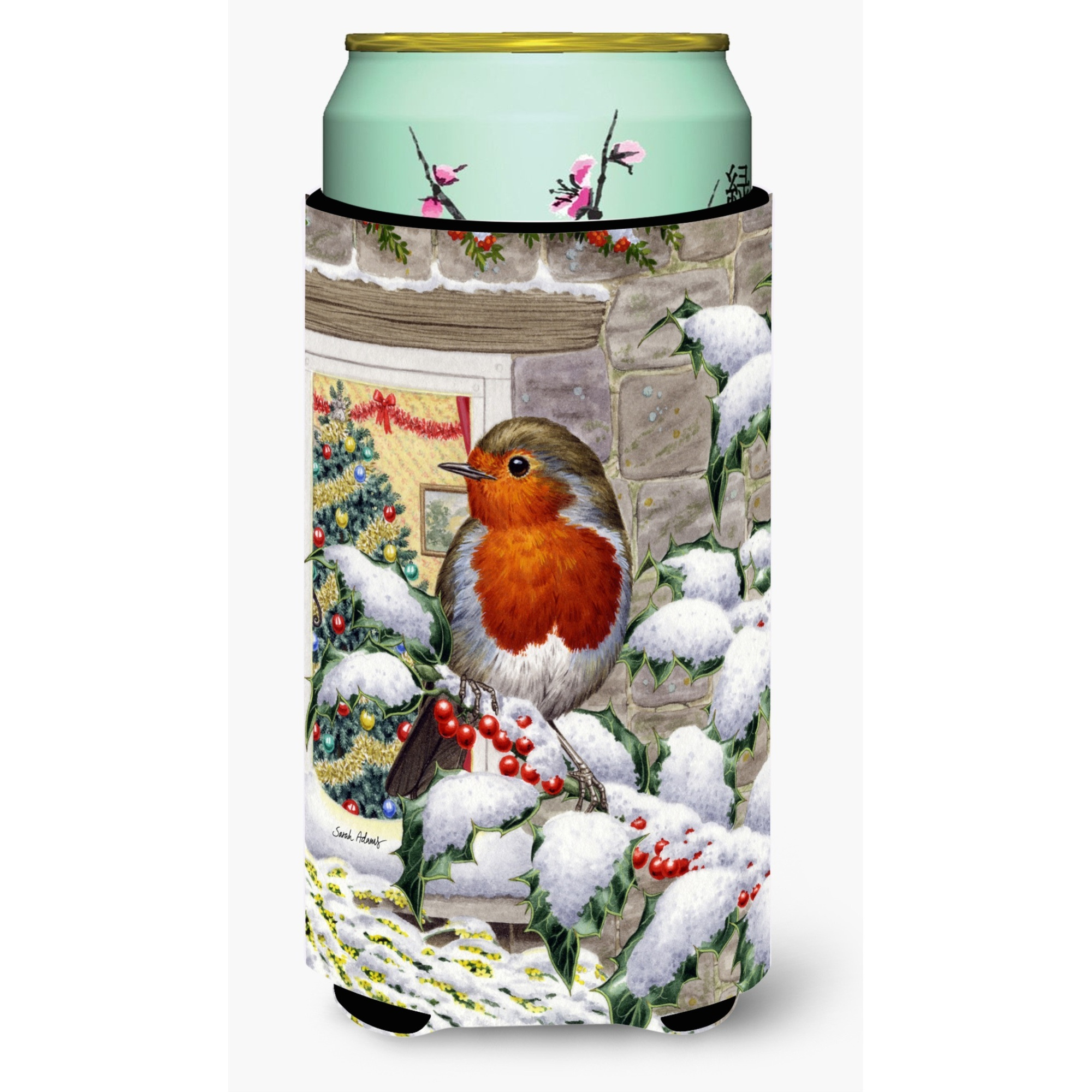 &quotCaroline's Treasures European Robin At The Window Tall Boy Koozie Hugger, Multicolor"