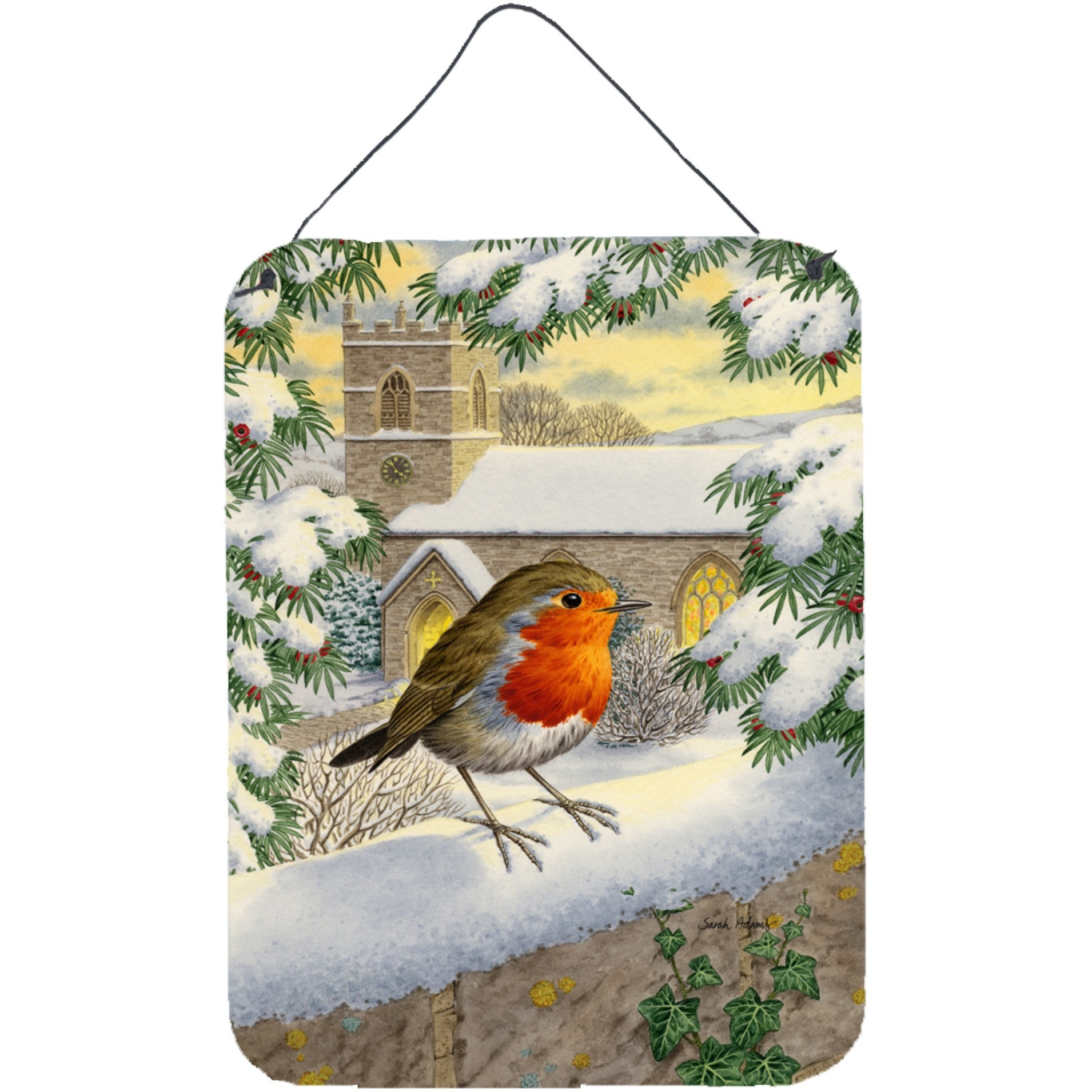 &quotCaroline's Treasures European Robin Waiting Wall or Door Hanging Prints ASA2090DS1216, 16HX12W, Multicolor"
