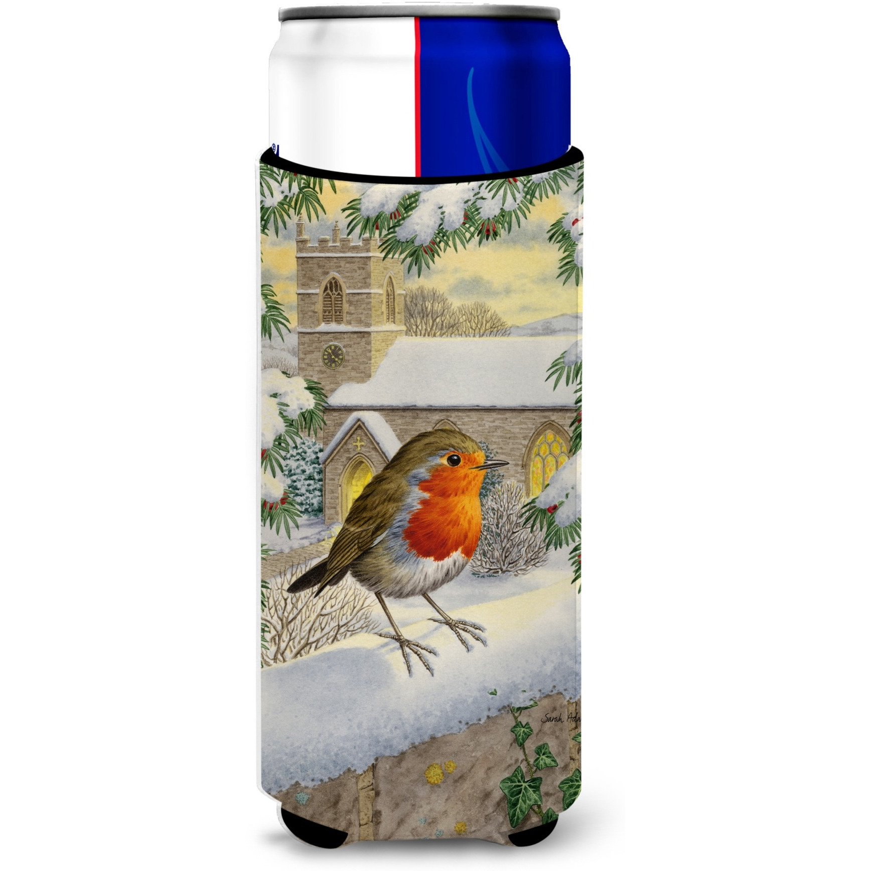 &quotCaroline's Treasures European Robin Waiting Michelob Ultra Koozies for Slim Cans, Multicolor"