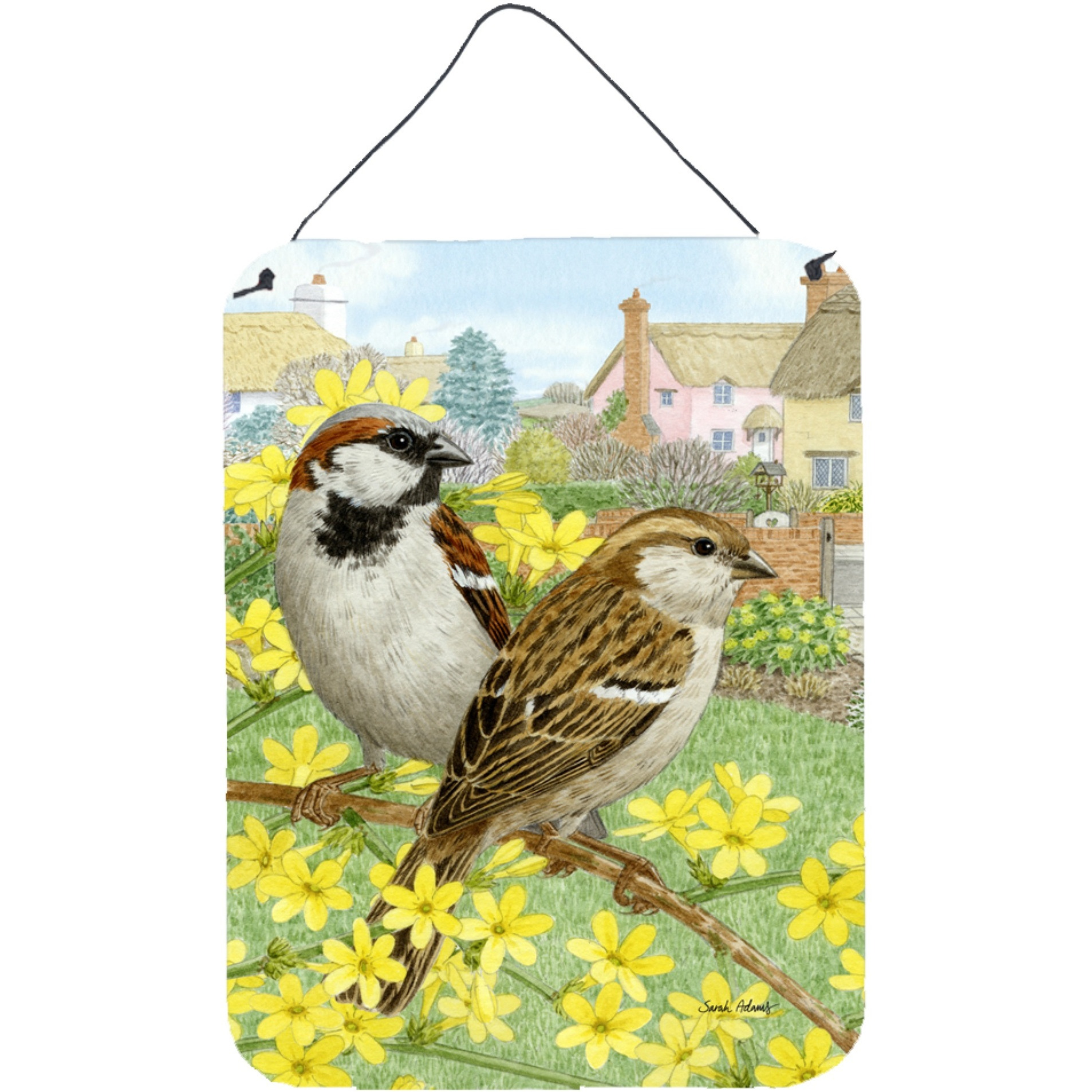&quotCaroline's Treasures House Sparrows Wall or Door Hanging Prints ASA2091DS1216, 16HX12W, Multicolor"