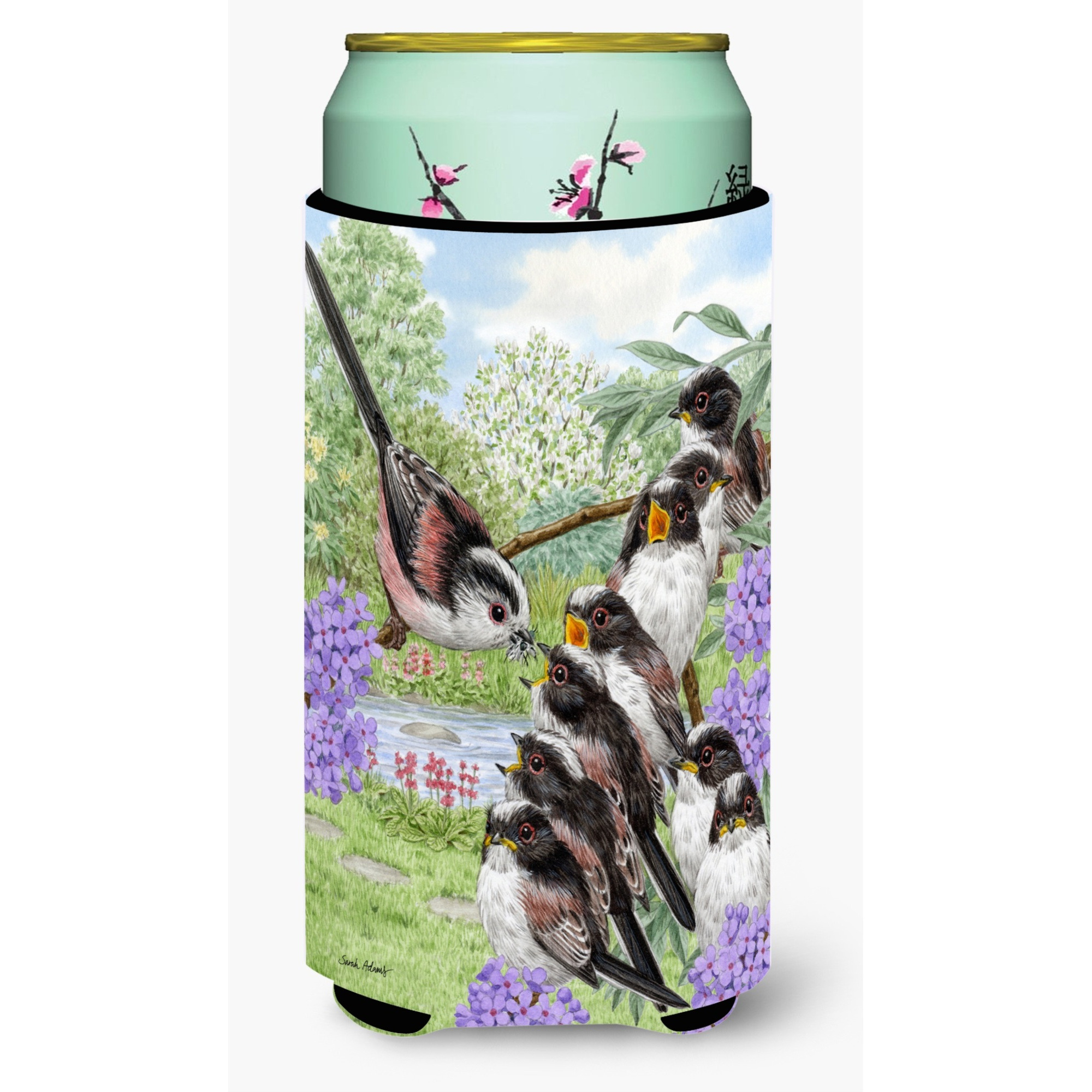 &quotCaroline's Treasures ASA2102TBC Long Tailed Tits Tall Boy Koozie Hugger, Multicolor"