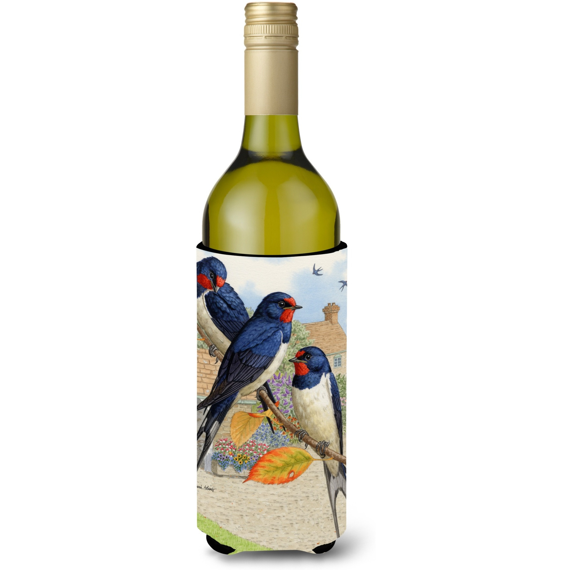 &quotCaroline's Treasures Barn Swallows Wine Bottle Koozie Hugger, 750 ml, Multicolor"