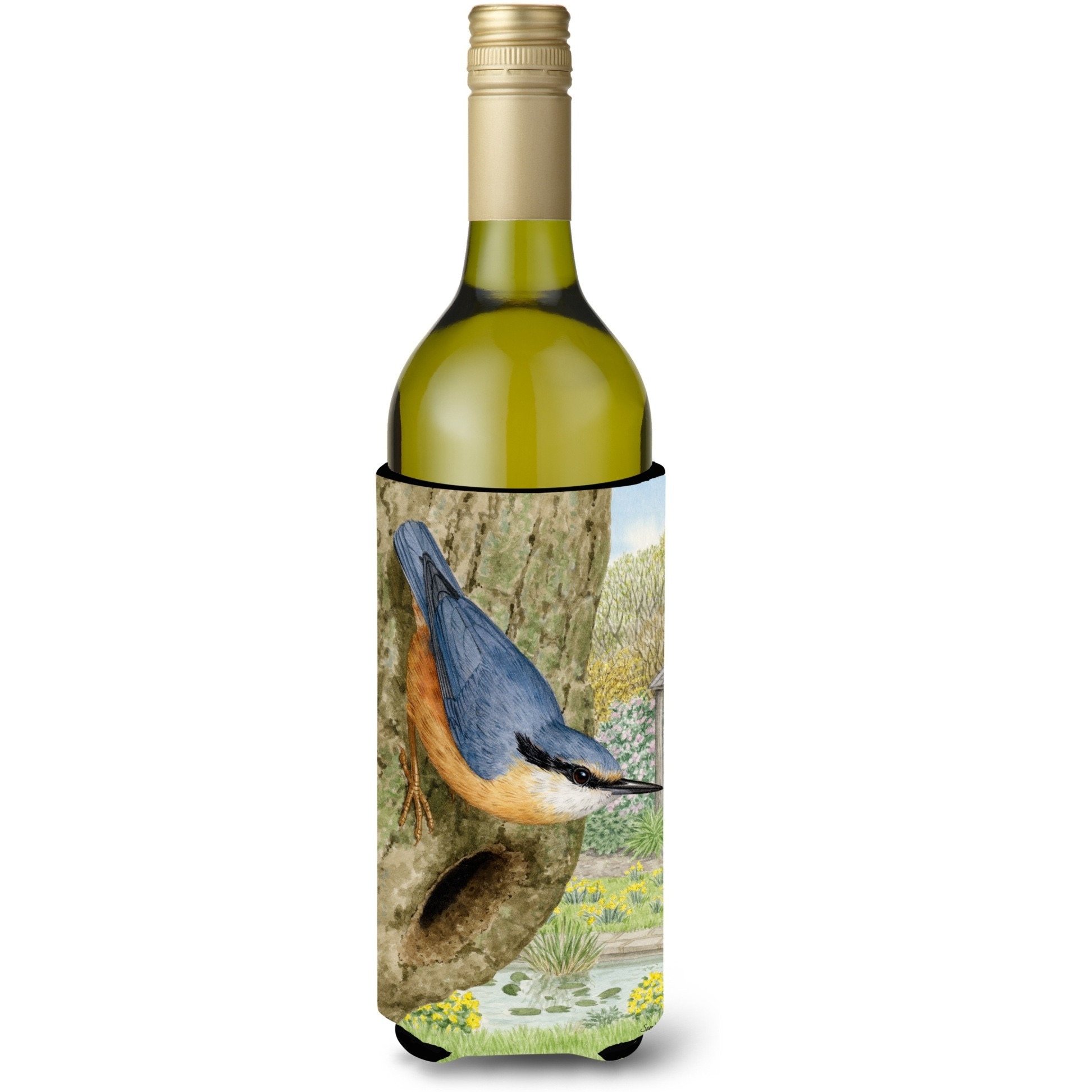 &quotCaroline's Treasures Red-Breasted Nuthatch Wine Bottle Koozie Hugger, 750 ml, Multicolor"