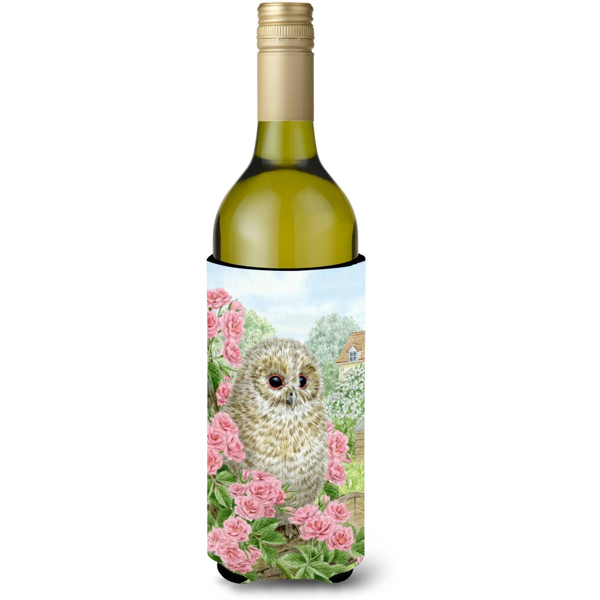 &quotCaroline's Treasures Tawny Owlet Wine Bottle Koozie Hugger, 750 ml, Multicolor"