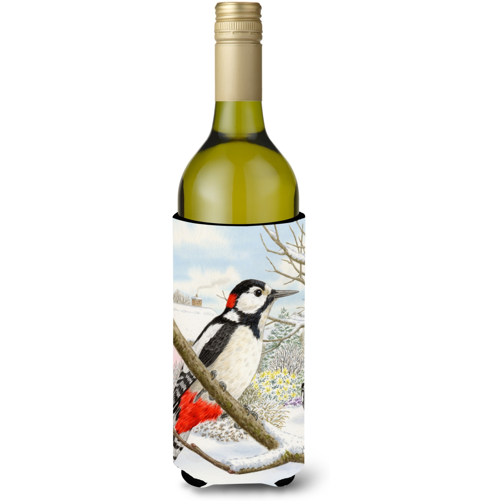&quotCaroline's Treasures Spotted Woodpecker Wine Bottle Koozie Hugger, 750 ml, Multicolor"