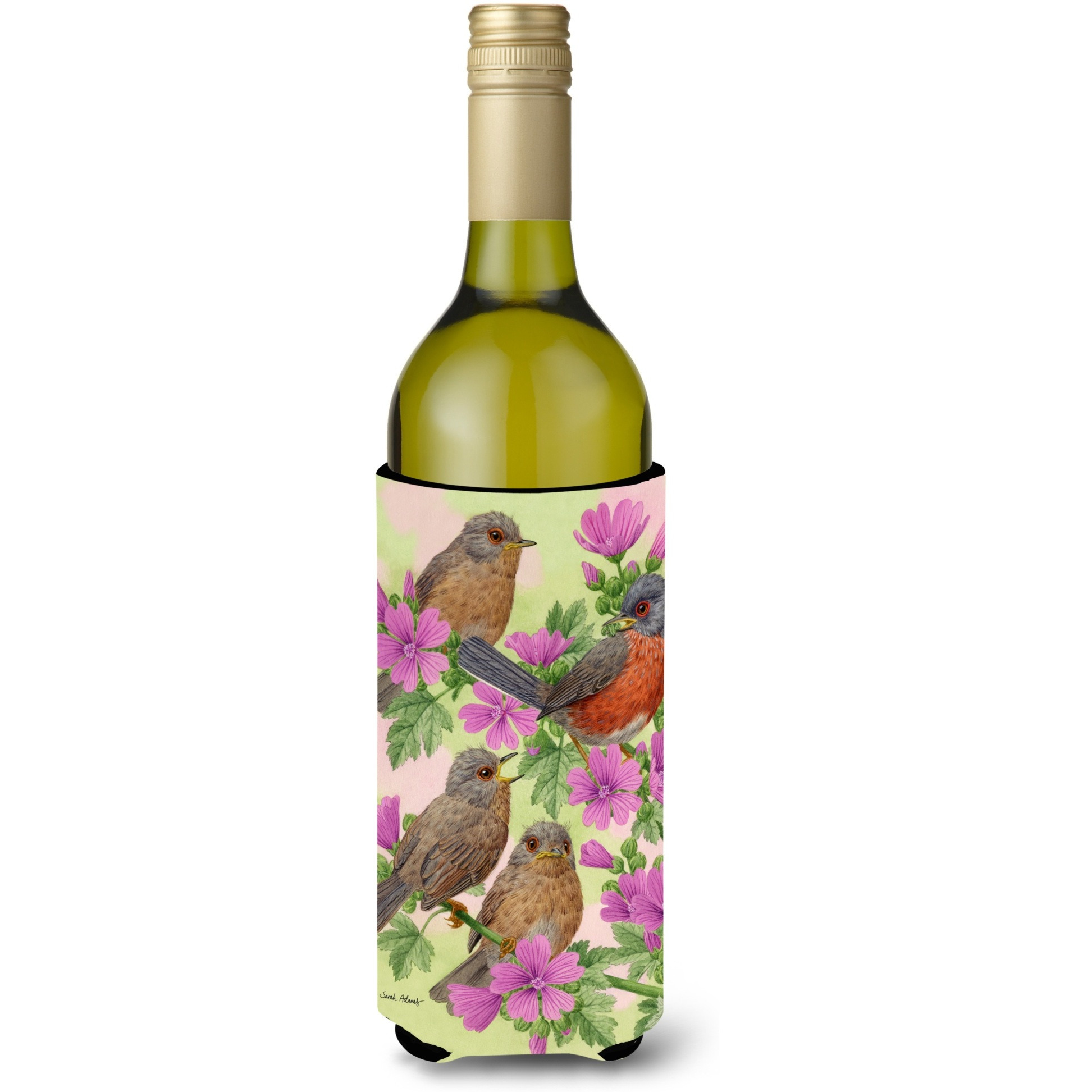 &quotCaroline's Treasures Warbler Family Wine Bottle Koozie Hugger, 750 ml, Multicolor"