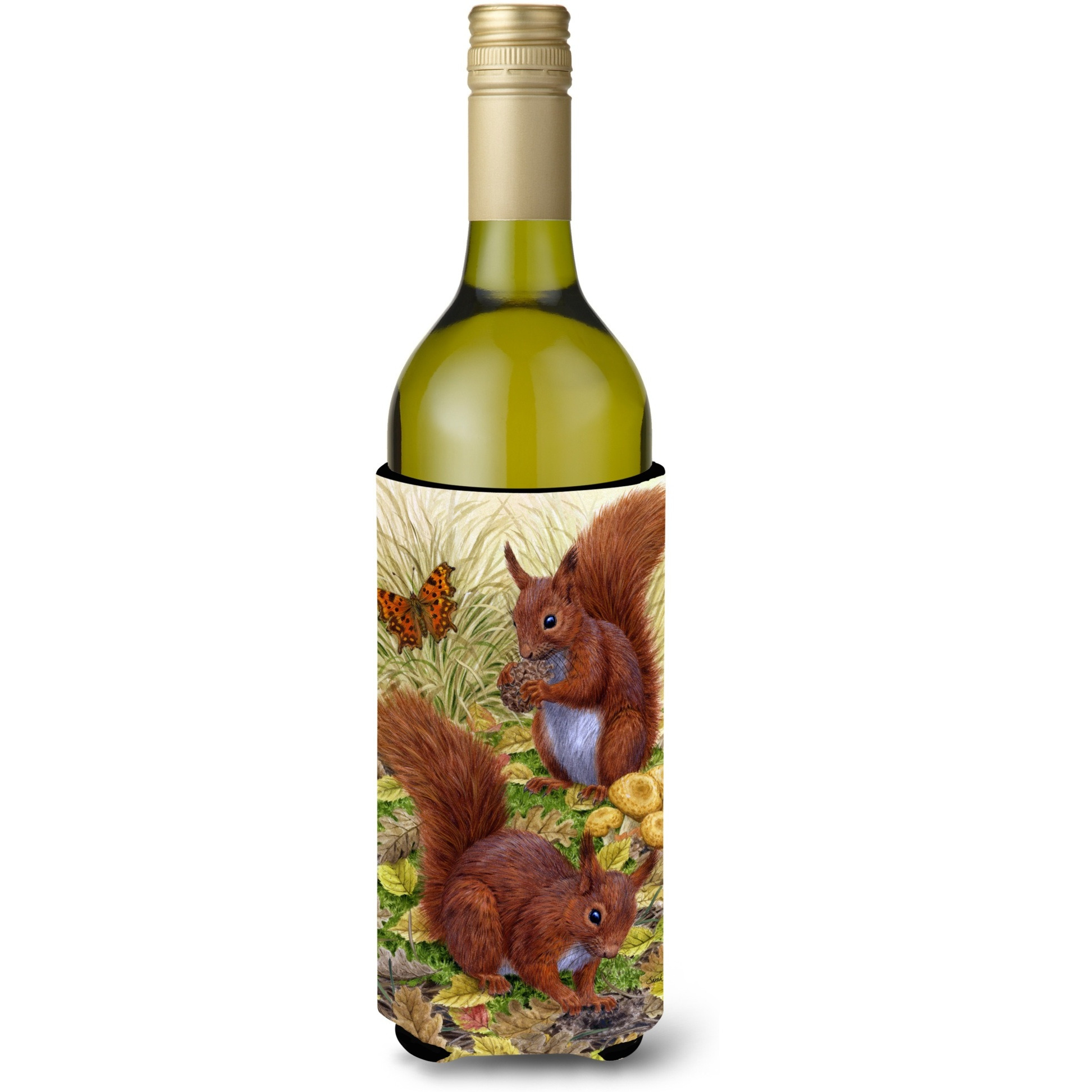 &quotCaroline's Treasures Red Squirrels Wine Bottle Koozie Hugger, 750 ml, Multicolor"