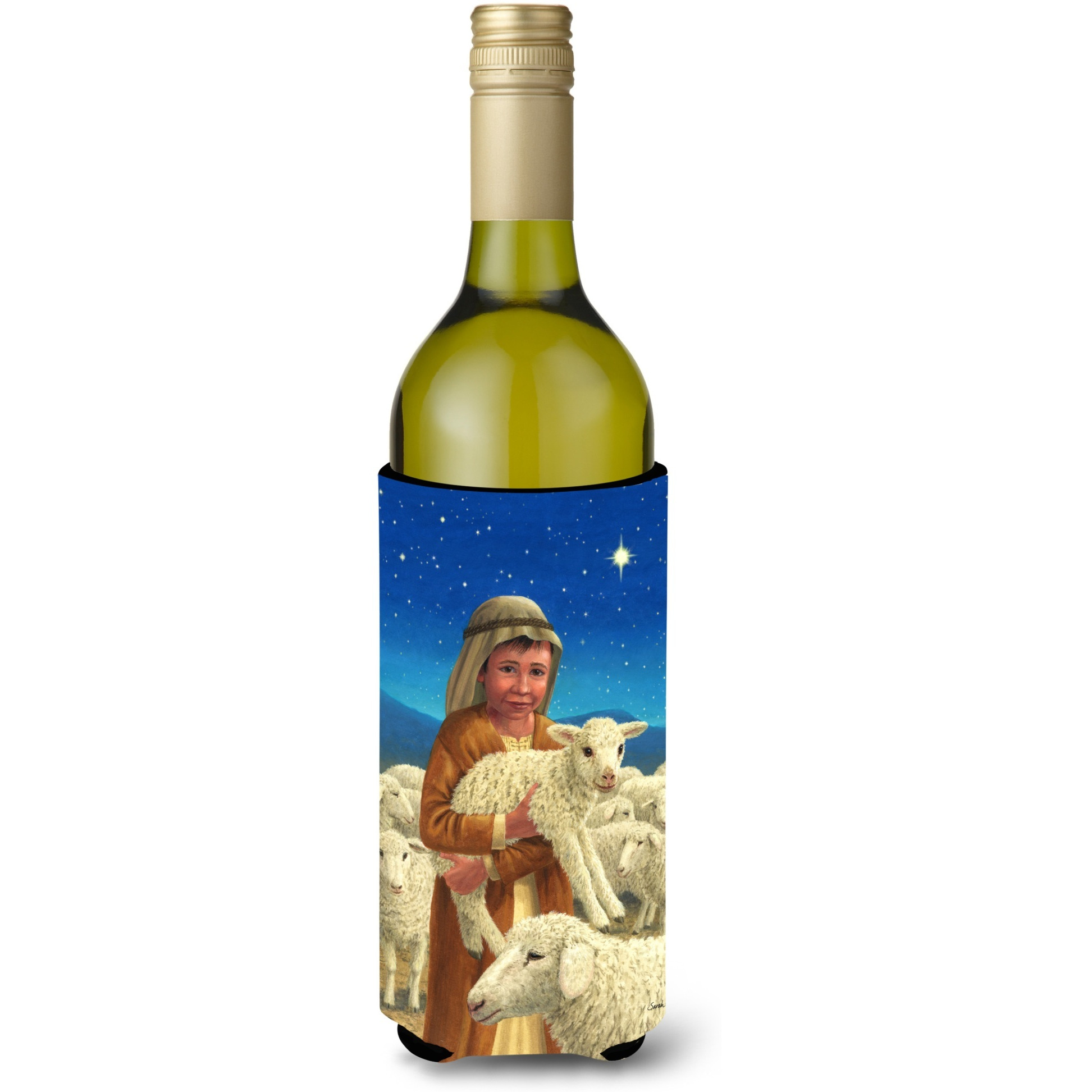 &quotCaroline's Treasures Shepherd and His Sheep Wine Bottle Koozie Hugger, 750 ml, Multicolor"