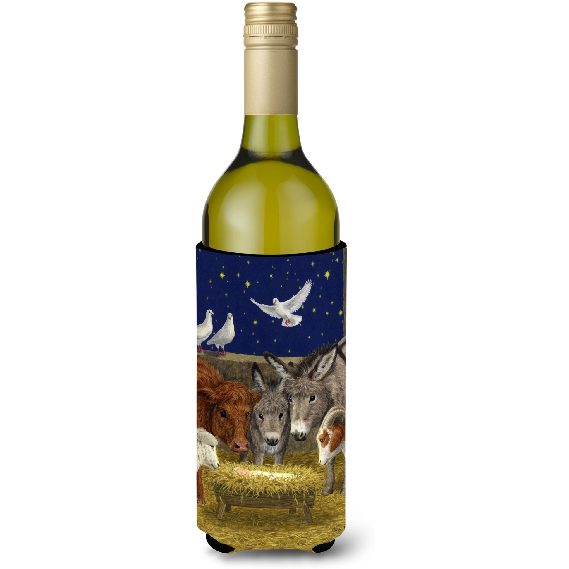 &quotCaroline's Treasures Nativity Scene with Just Animals Wine Bottle Koozie Hugger, 750 ml, Multicolor"