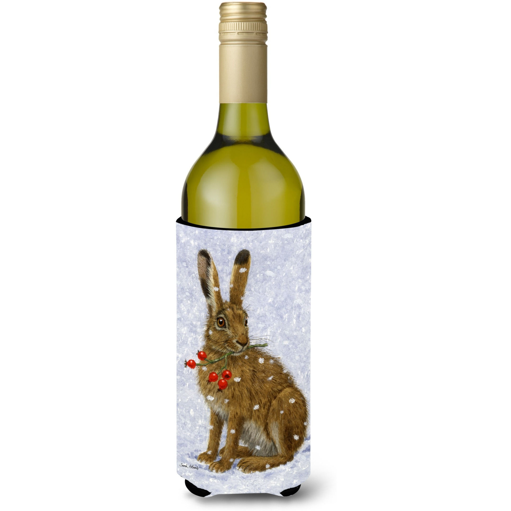 &quotCaroline's Treasures Rabbit Hare and Rosehips Wine Bottle Koozie Hugger, 750 ml, Multicolor"