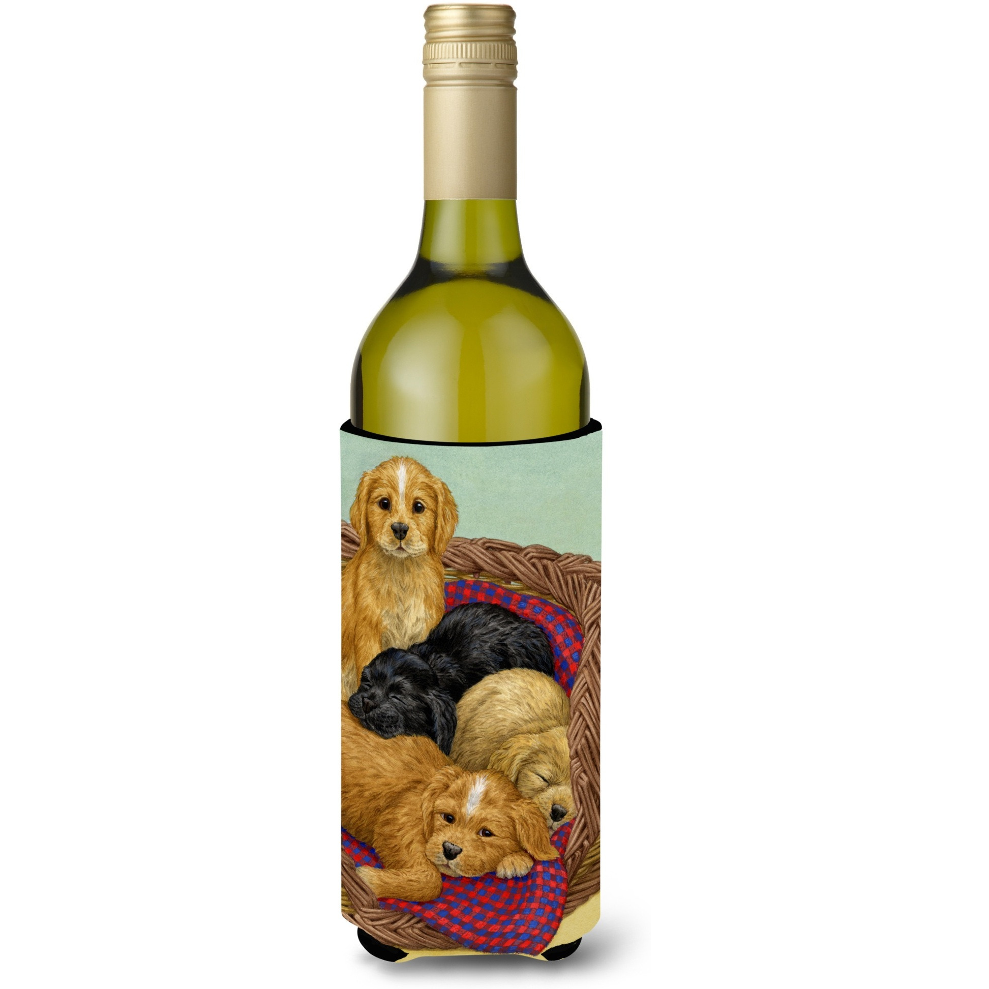 &quotCaroline's Treasures Puppies Wine Bottle Koozie Hugger, 750 ml, Multicolor"
