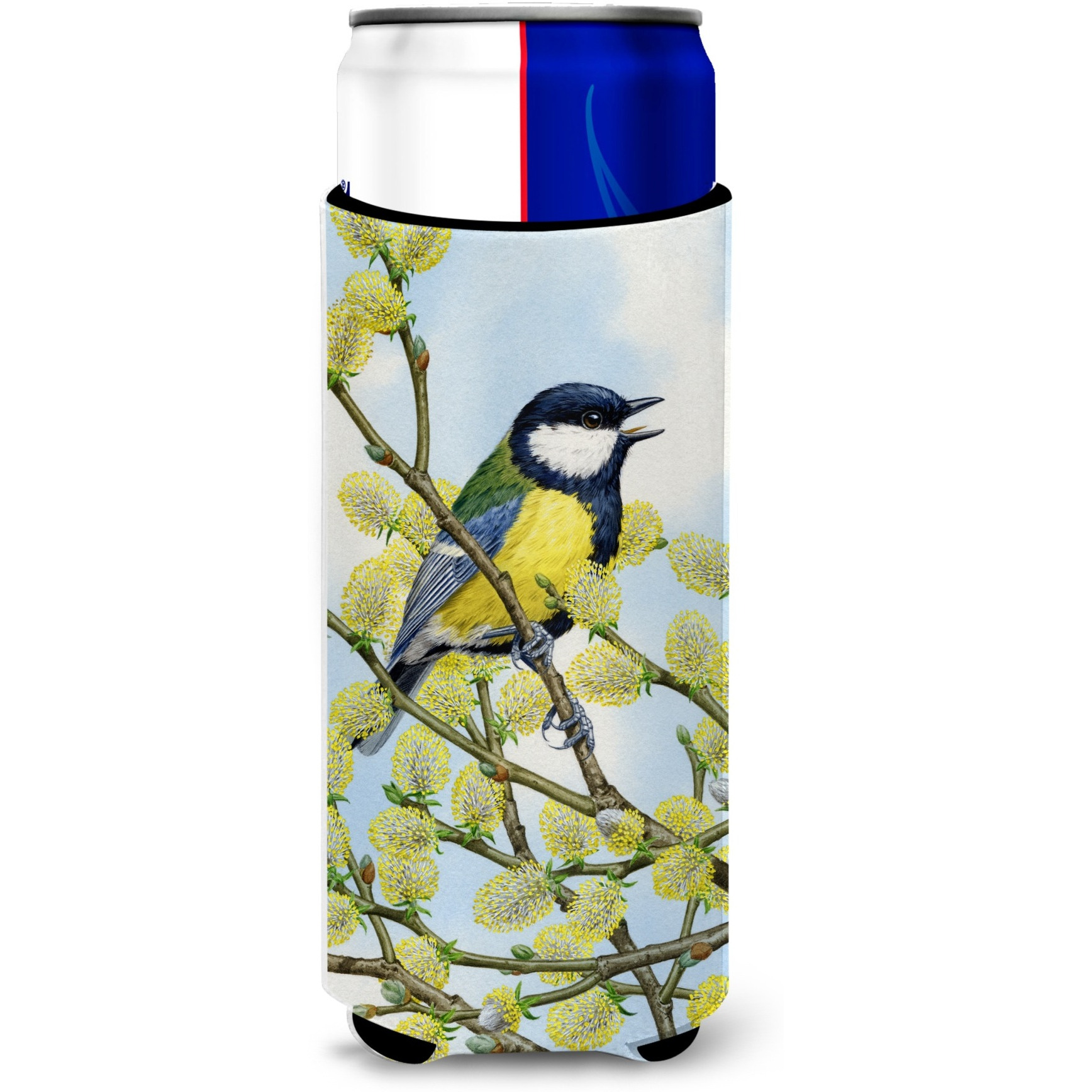 &quotCaroline's Treasures Eurasian Blue Tit On A Branch Michelob Ultra Koozies for Slim Cans, Multicolor"