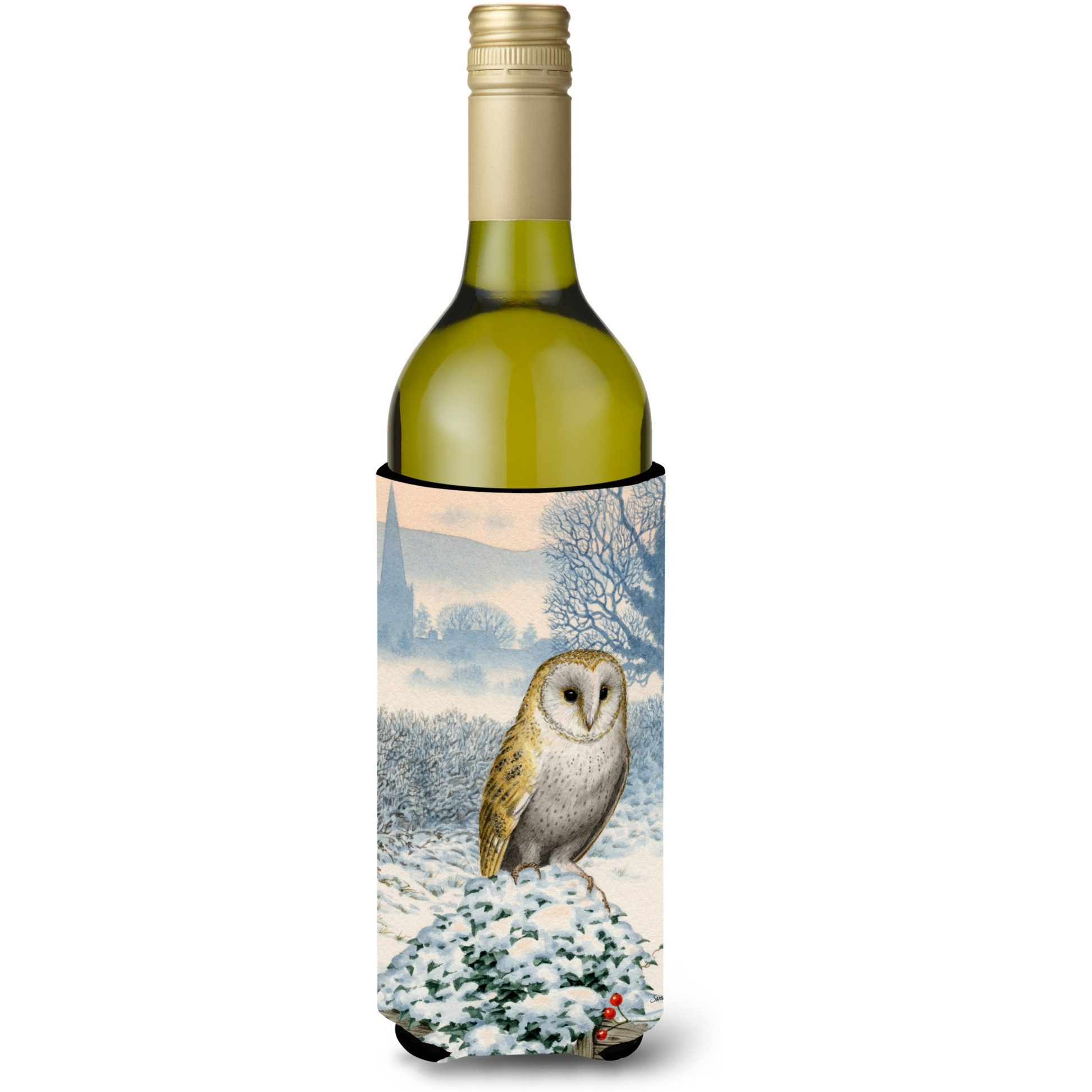 &quotCaroline's Treasures Barn Owl Wine Bottle Koozie Hugger, 750 ml, Multicolor"