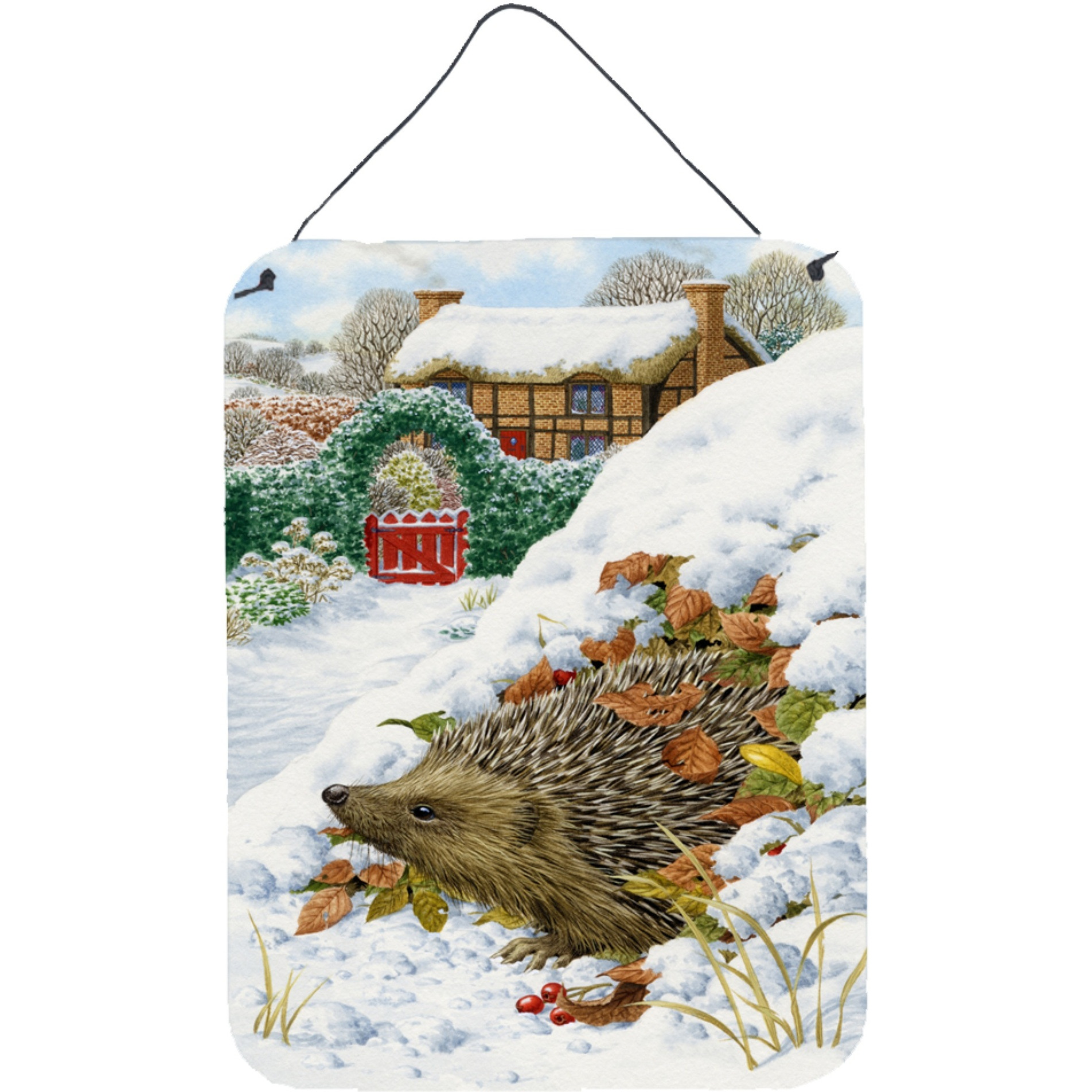 &quotCaroline's Treasures Hedgehog Holiday Wall or Door Hanging Prints ASA2158DS1216, 16HX12W, Multicolor"
