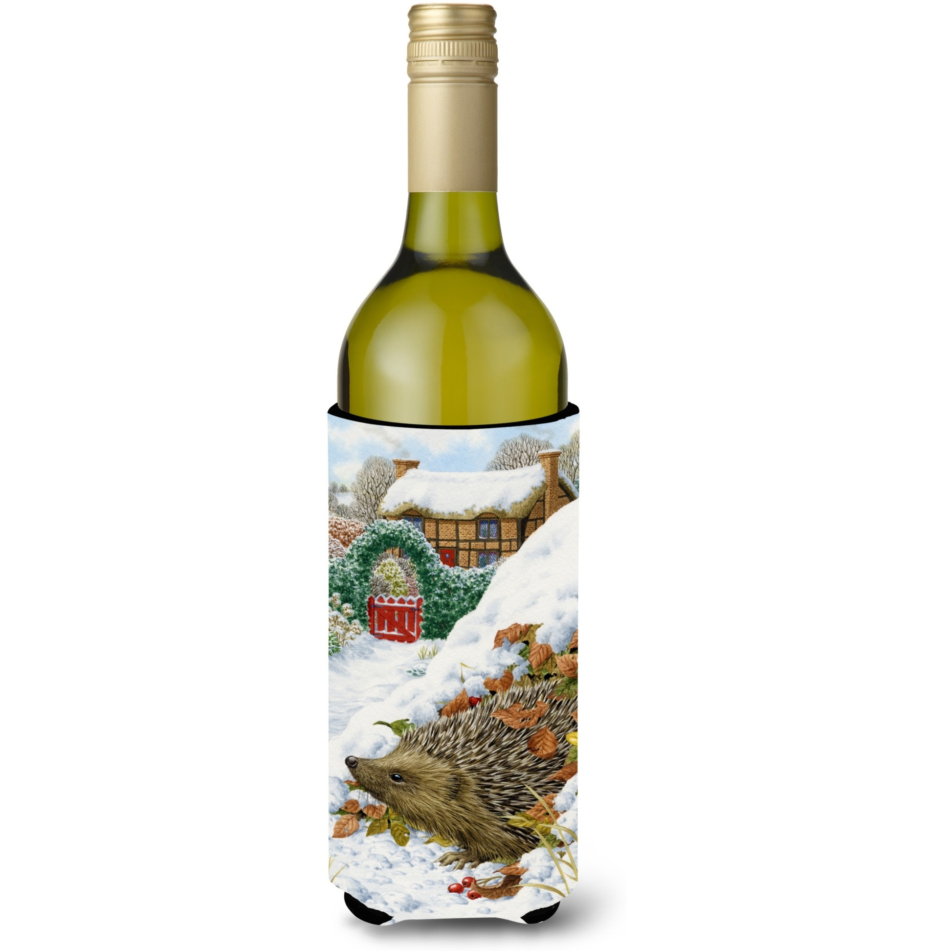 &quotCaroline's Treasures Hedgehog Holiday Wine Bottle Koozie Hugger, 750 ml, Multicolor"