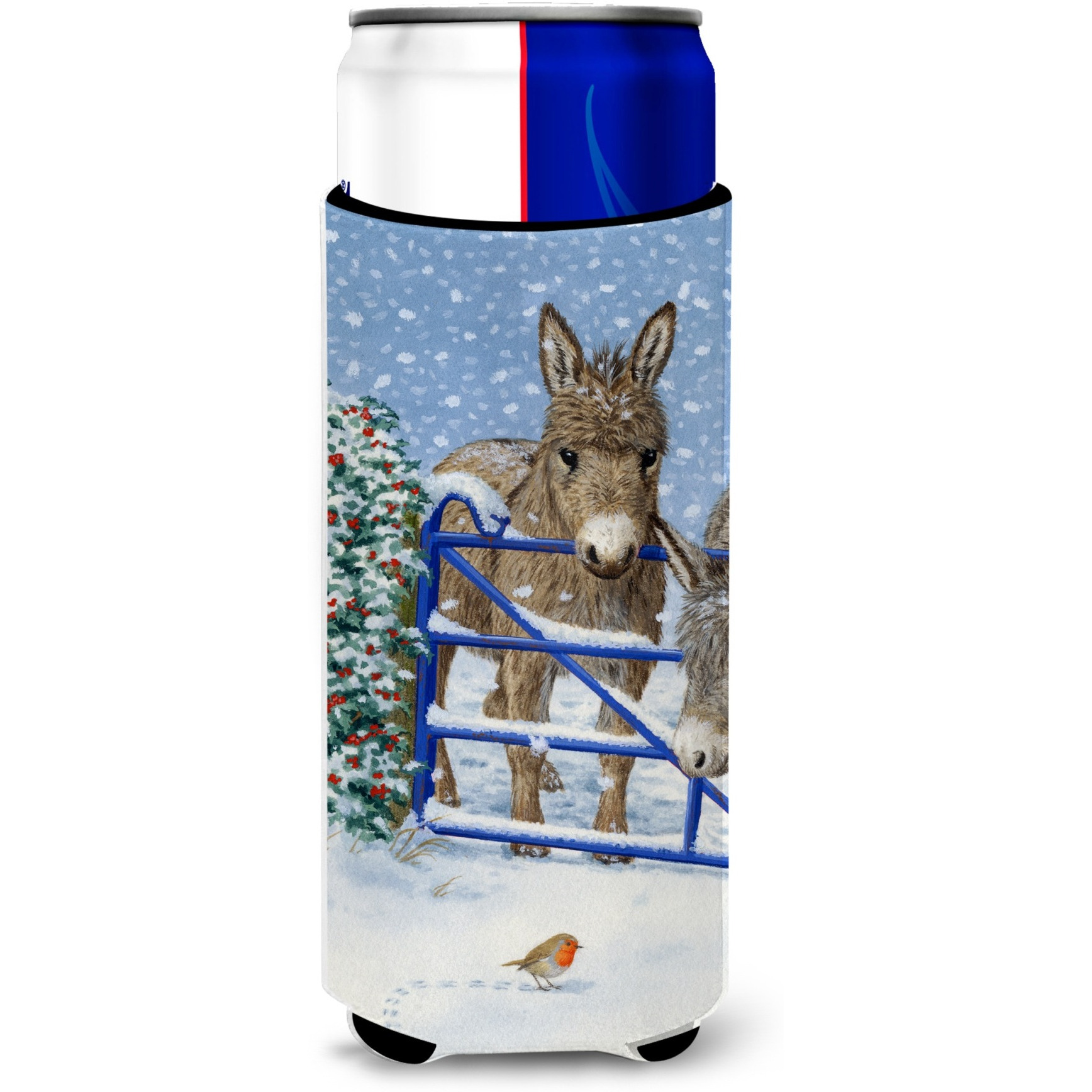 &quotCaroline's Treasures Donkeys and Robin Michelob Ultra Koozies for Slim Cans, Multicolor"