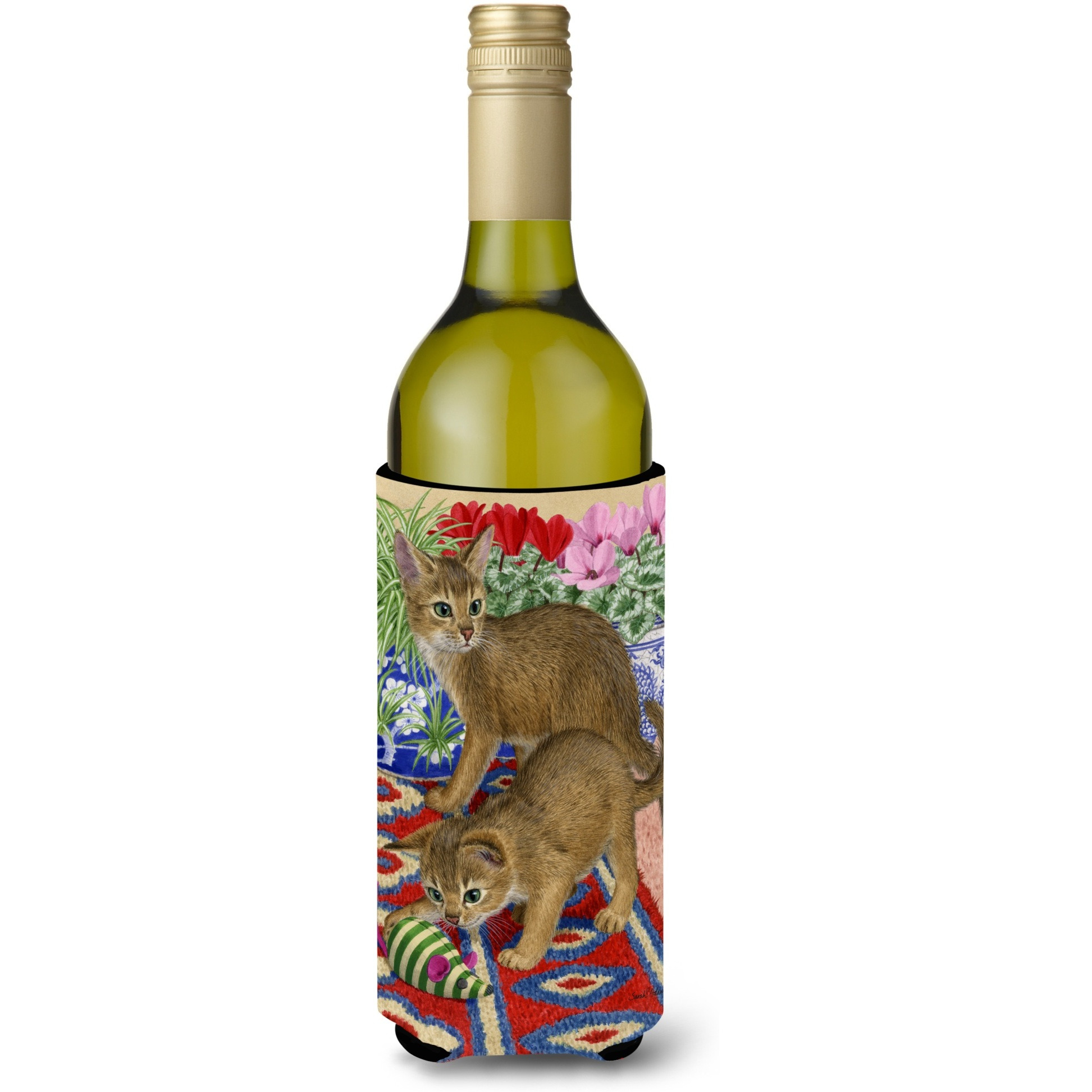 &quotCaroline's Treasures Abyssinian Kitten Wine Bottle Koozie Hugger, 750 ml, Multicolor"