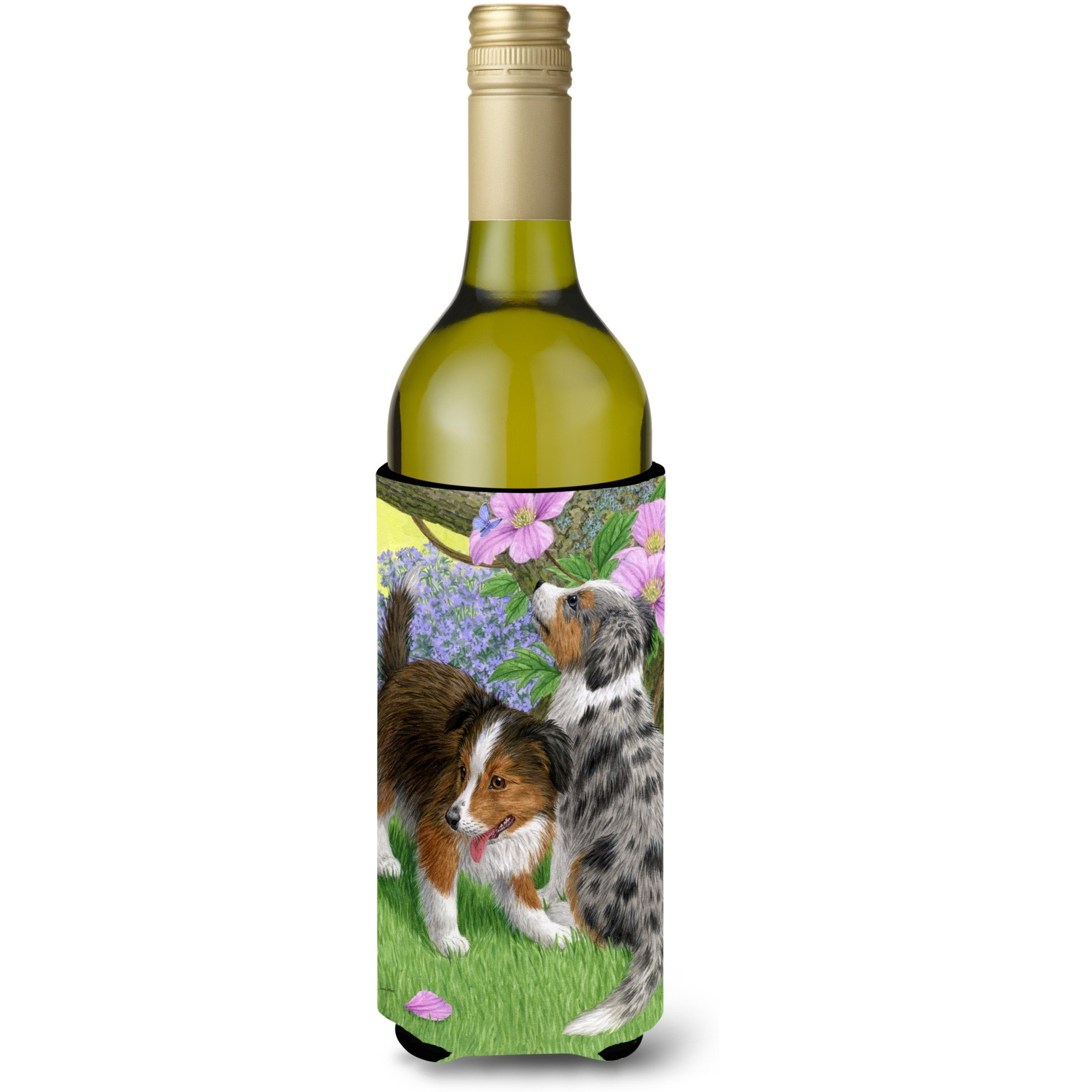 &quotCaroline's Treasures Sheltie Puppies Wine Bottle Koozie Hugger, 750 ml, Multicolor"