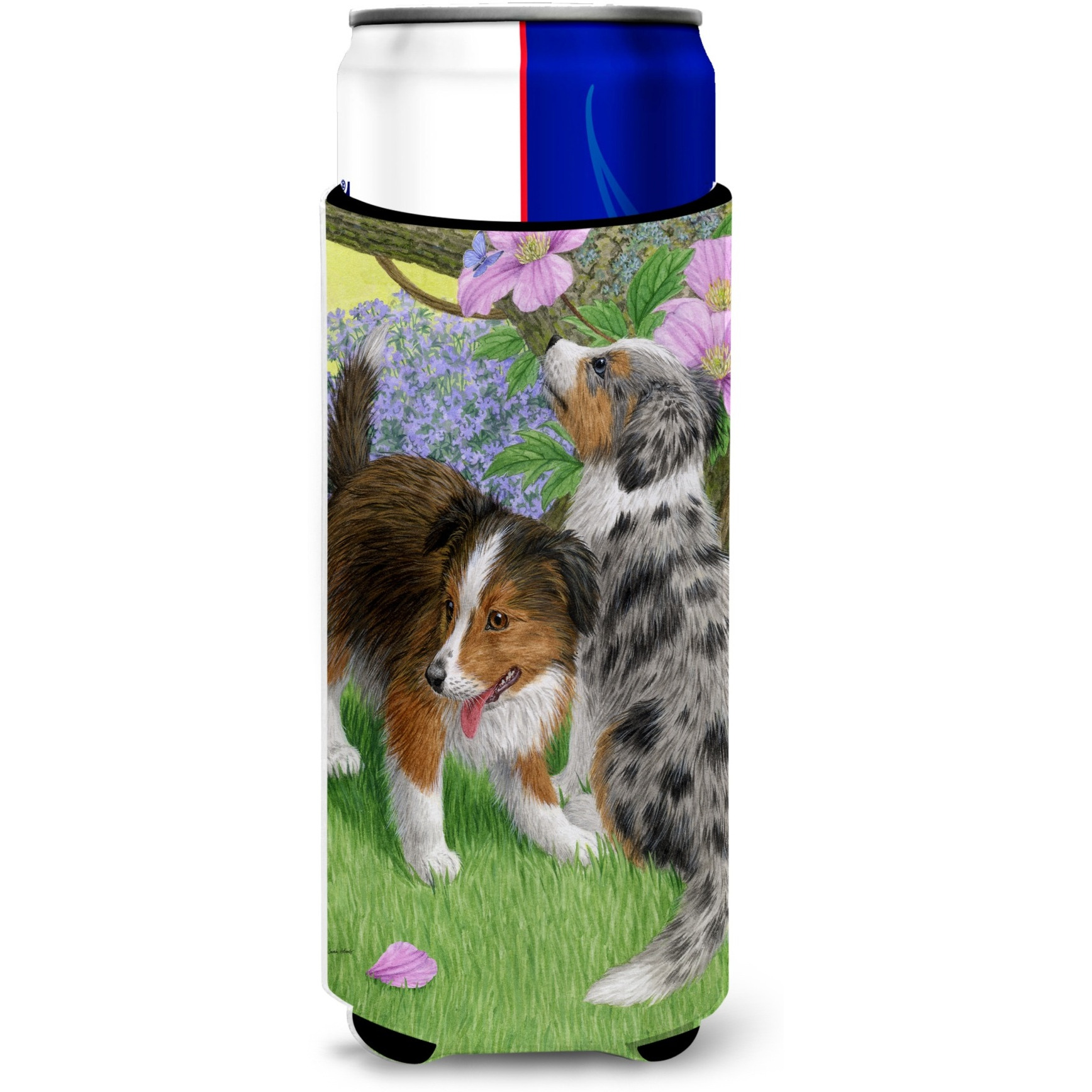 &quotCaroline's Treasures Sheltie Puppies Michelob Ultra Koozies for Slim Cans, Multicolor"
