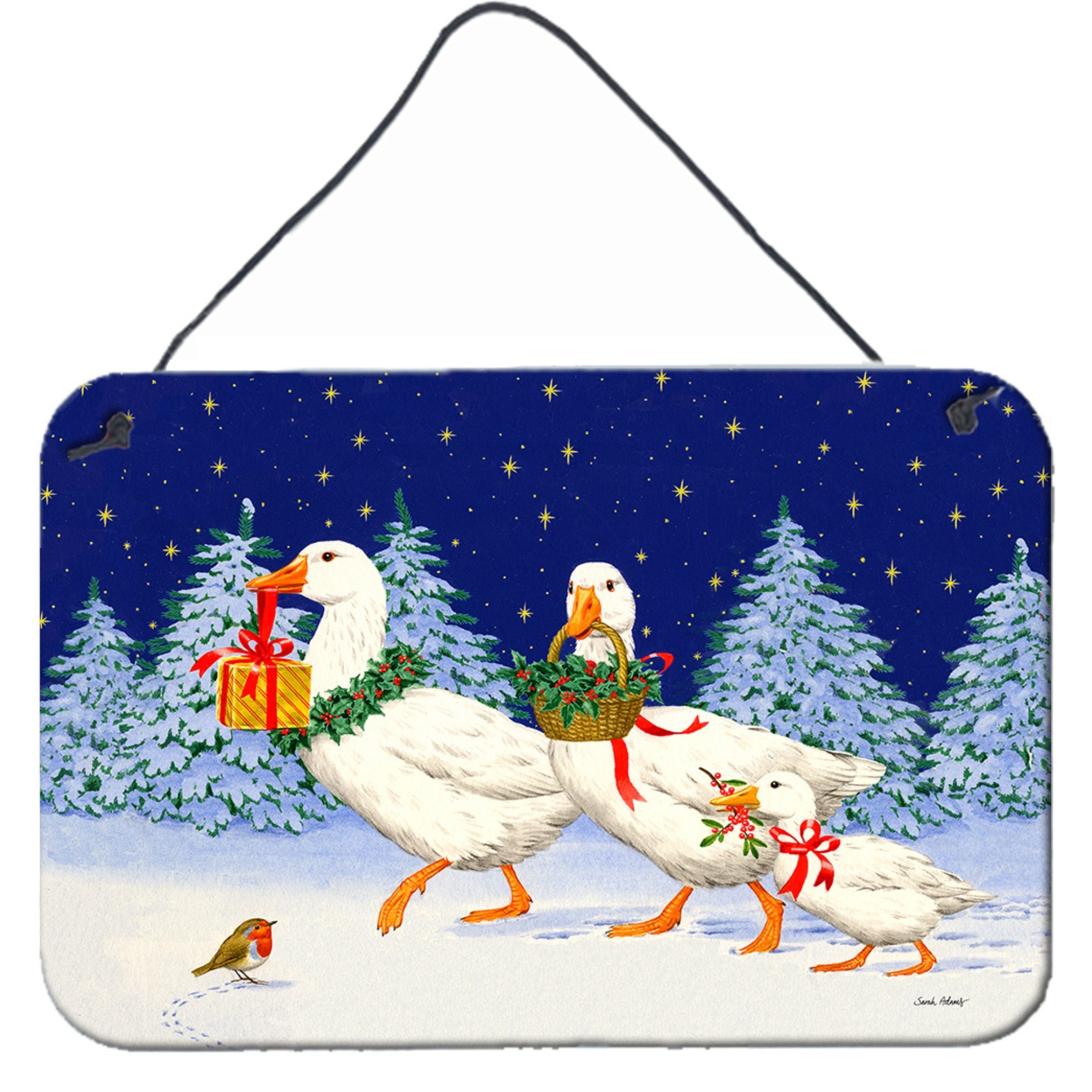 &quotCaroline's Treasures Three Geese & Gifts Wall or Door Hanging Prints ASA2170DS812, 8HX12W, Multicolor"