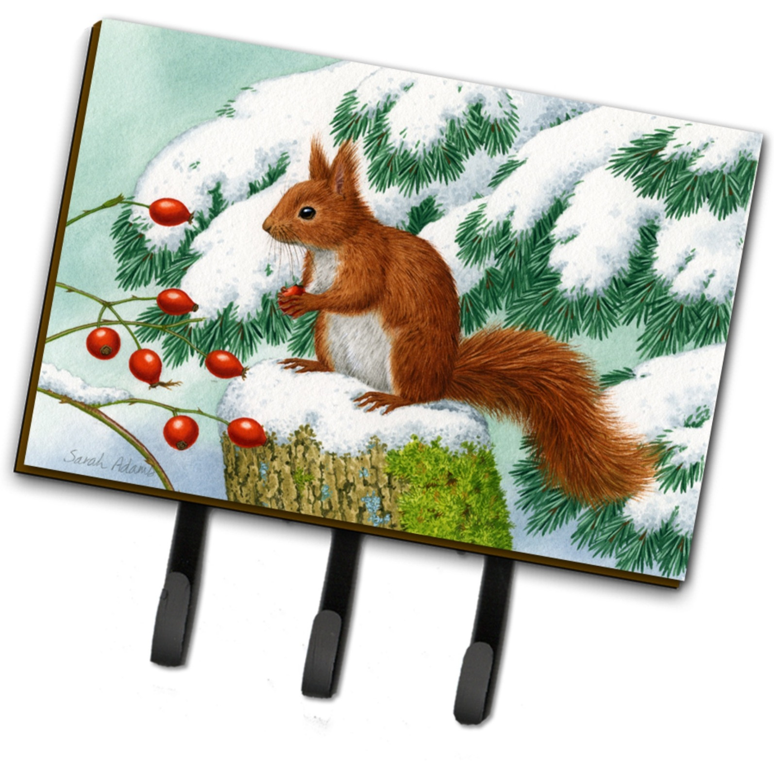 &quotCaroline's Treasures ASA2172TH68 Winter Red Squirrel Leash or Key Holder, Large, Multicolor"