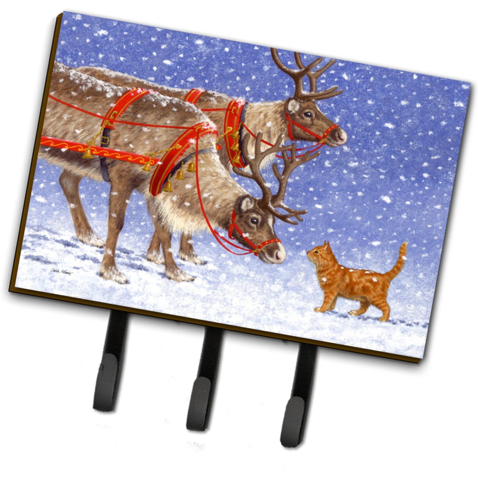 &quotCaroline's Treasures ASA2174TH68 Reindeer & Cat Leash or Key Holder, Large, Multicolor"
