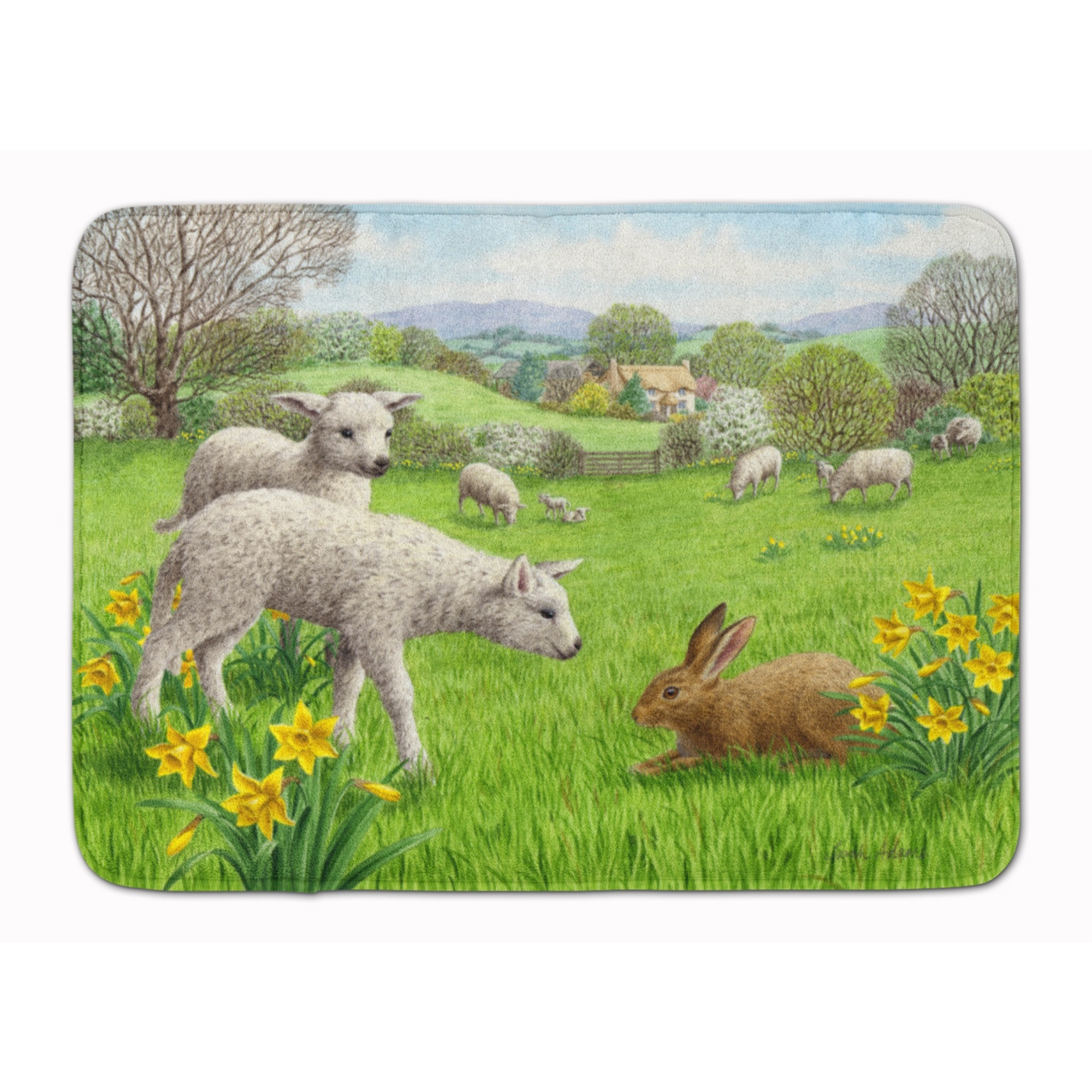 &quotCaroline's Treasures Lambs, Sheep and Rabbit Hare Floor Mat, 19"" x 27"", Multicolor"