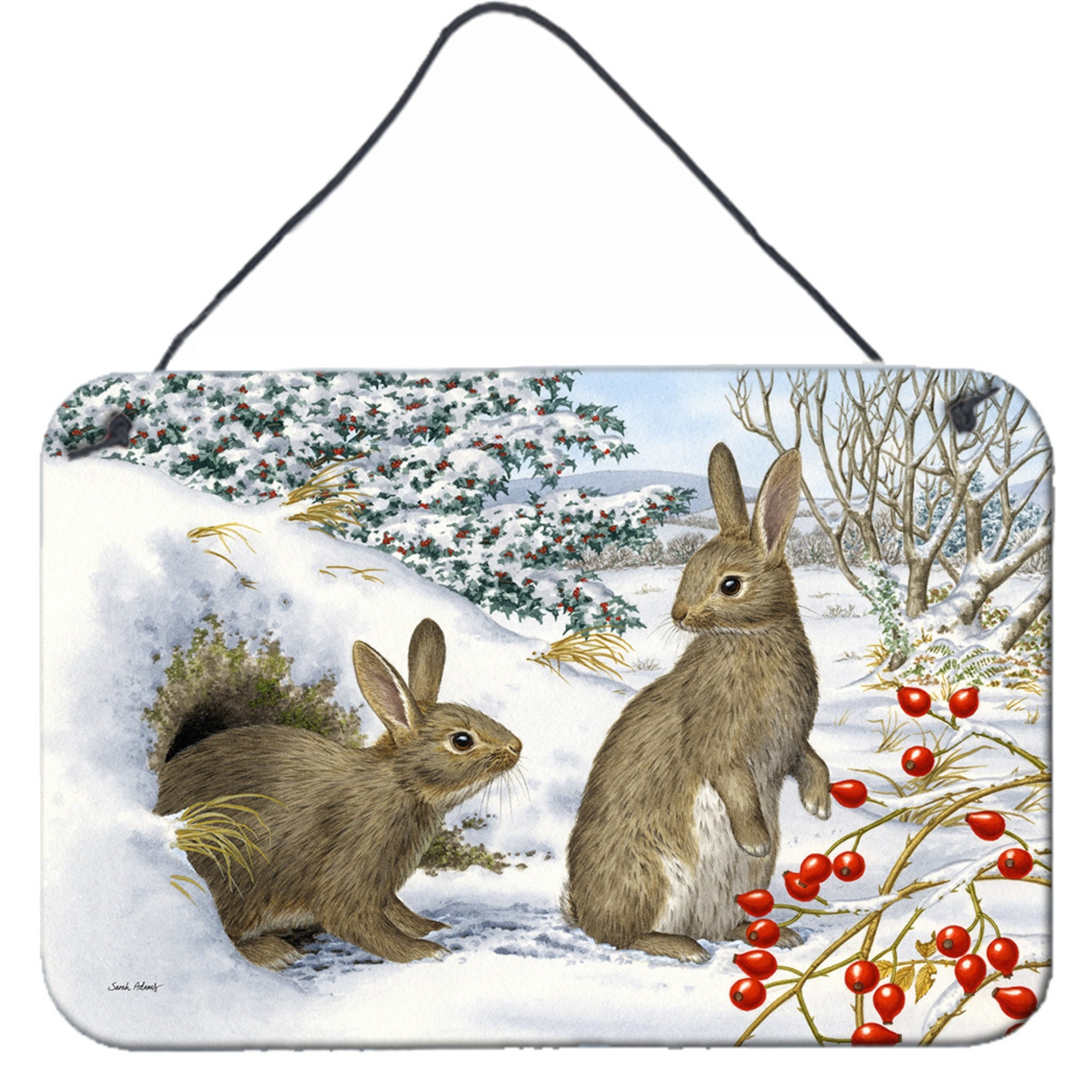 &quotCaroline's Treasures Winter Rabbits Wall or Door Hanging Prints ASA2181DS812, 8HX12W, Multicolor"