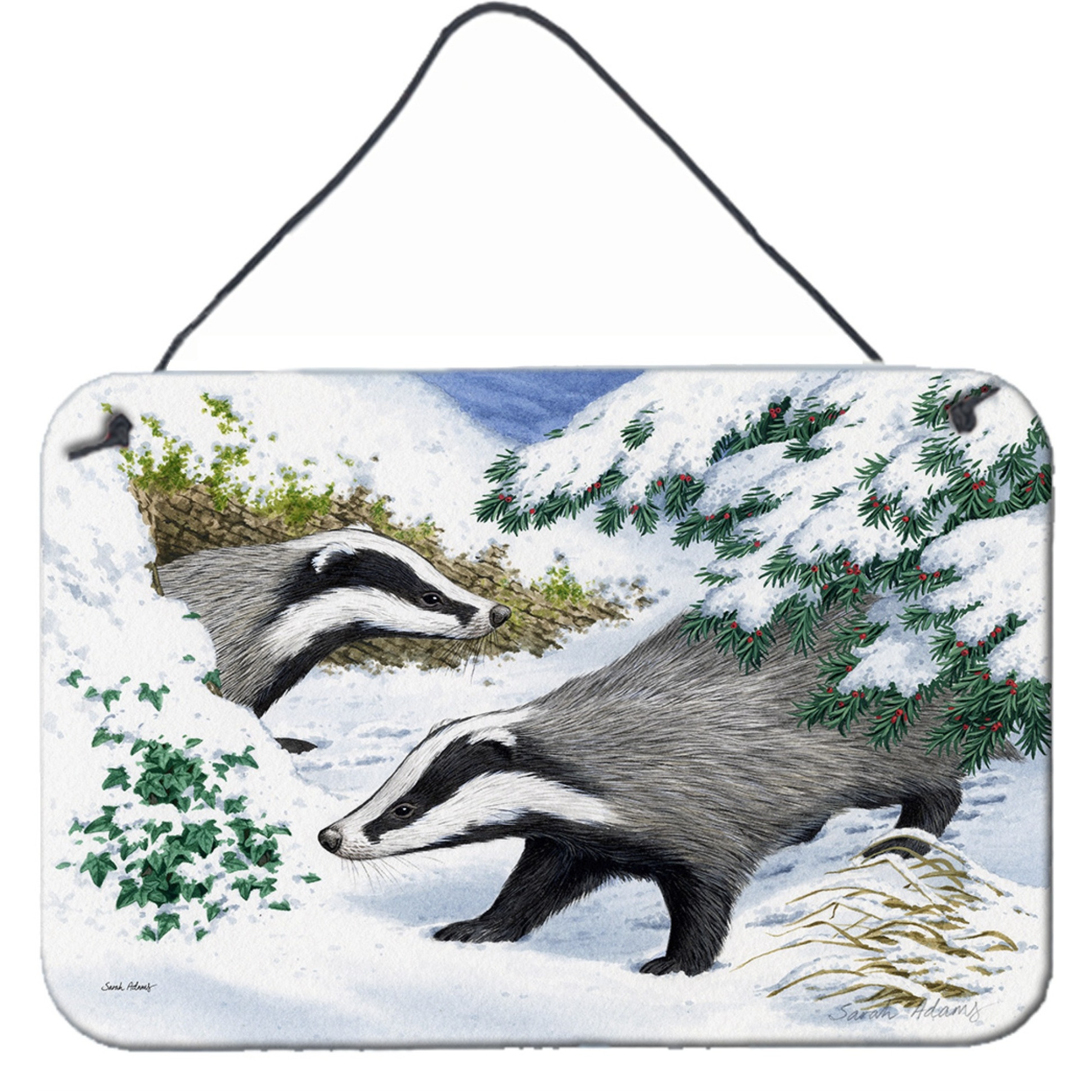 &quotCaroline's Treasures Badgers in the snow Wall or Door Hanging Prints ASA2182DS812, 8HX12W, Multicolor"