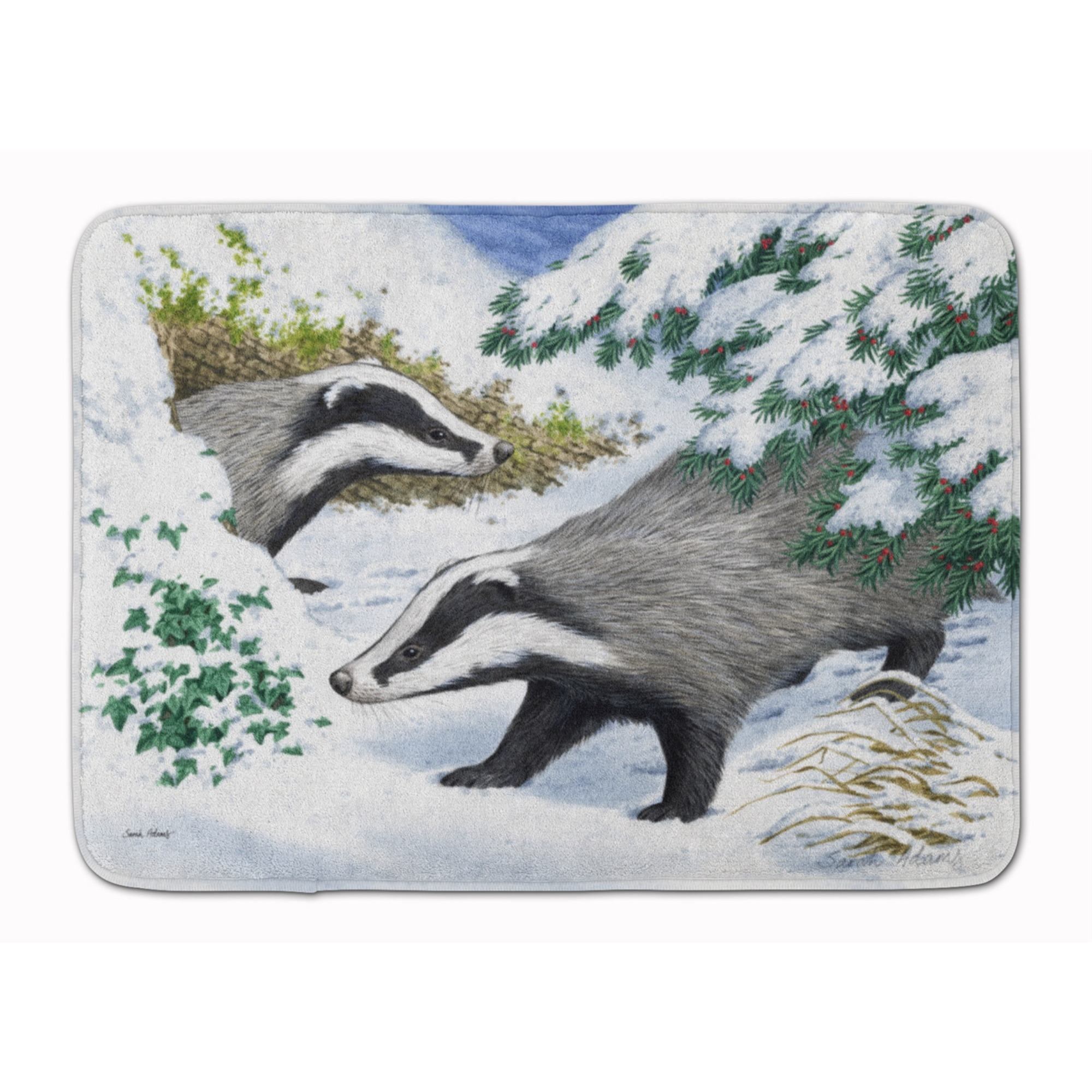 &quotCaroline's Treasures Badgers in the snow Floor Mat, 19"" x 27"", Multicolor"