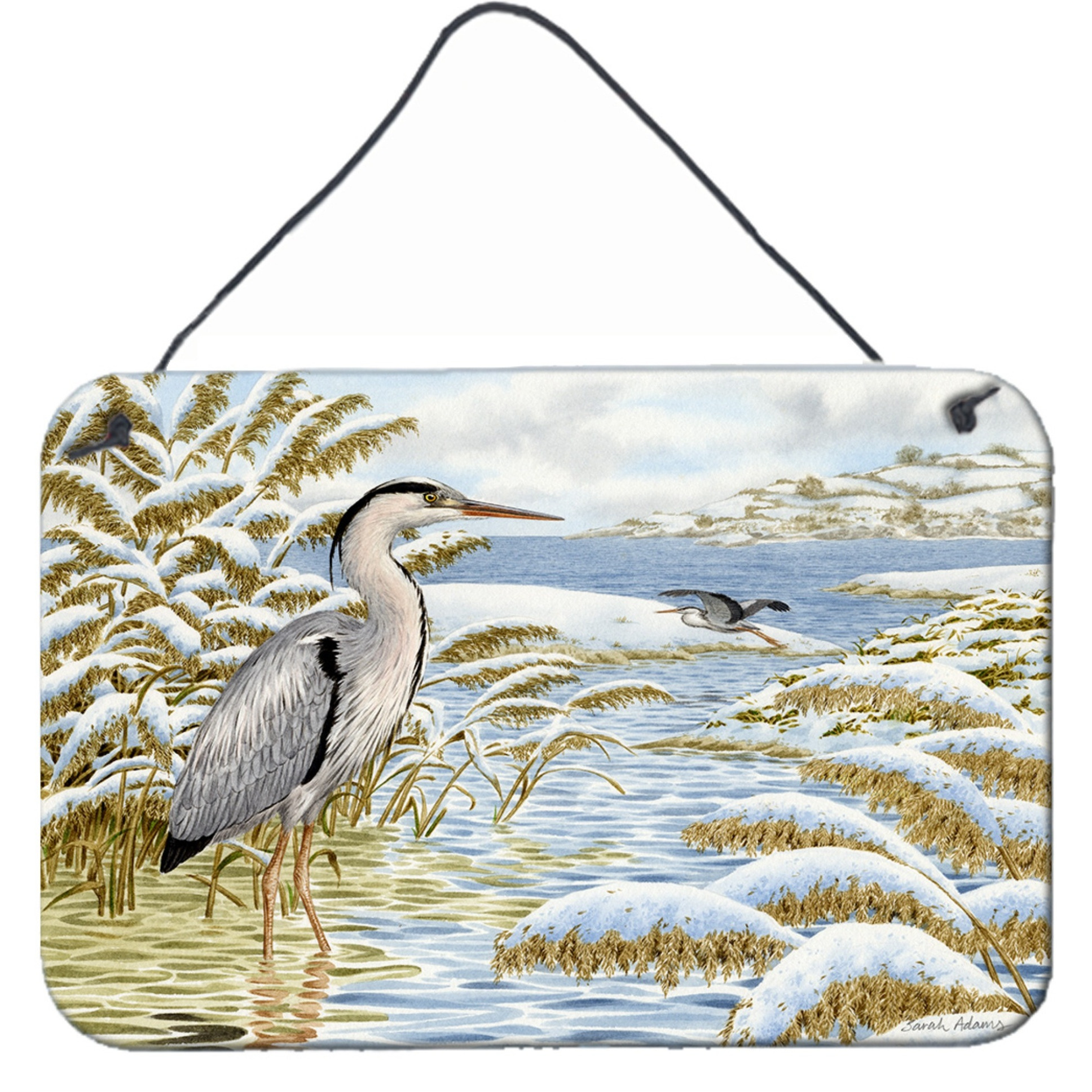 &quotCaroline's Treasures Blue Heron by the Water Wall or Door Hanging Prints ASA2191DS812, 8"&quotH x 12"&quotW, Multicolor"