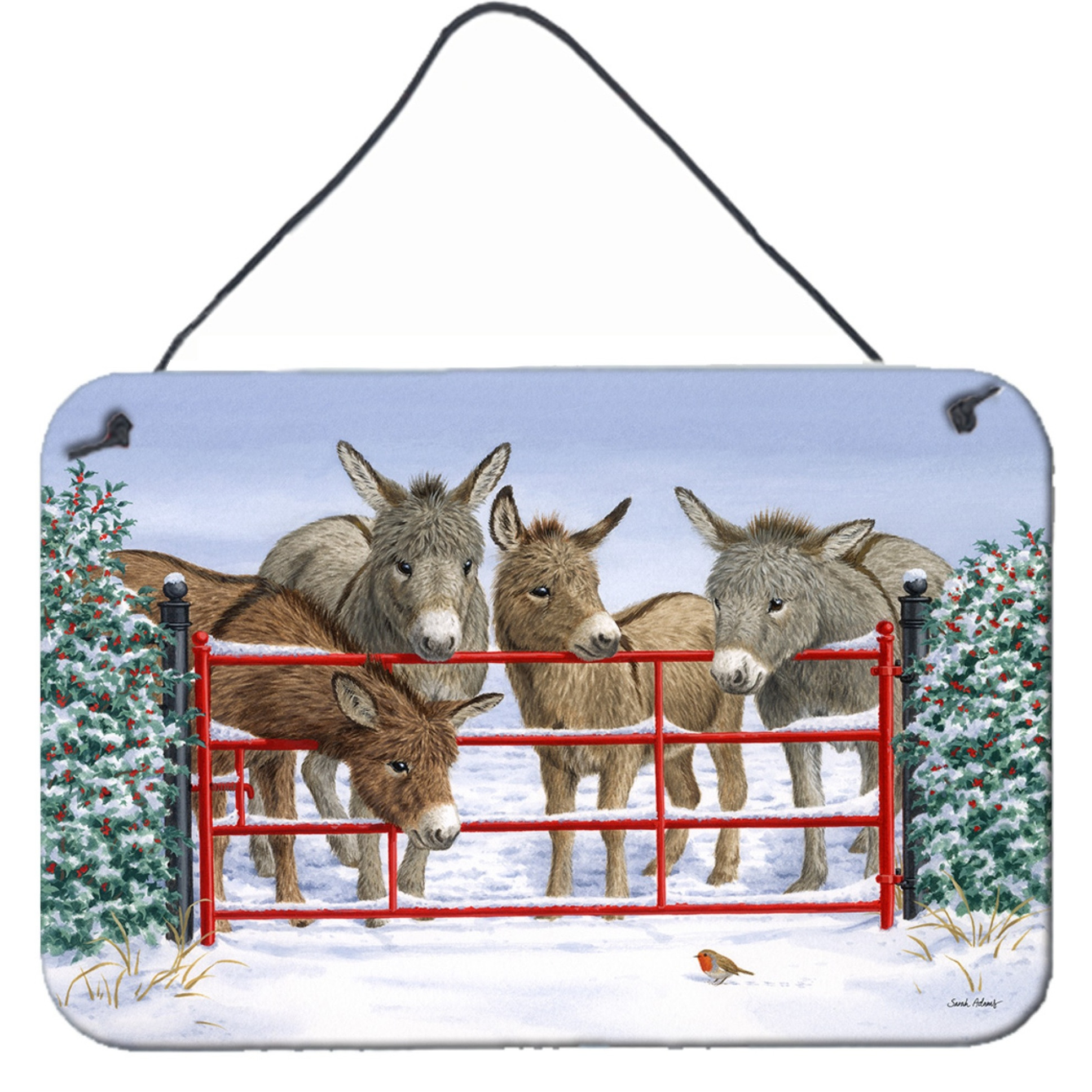 &quotCaroline's Treasures Donkeys and Robin Wall or Door Hanging Prints ASA2198DS812, 8HX12W, Multicolor"