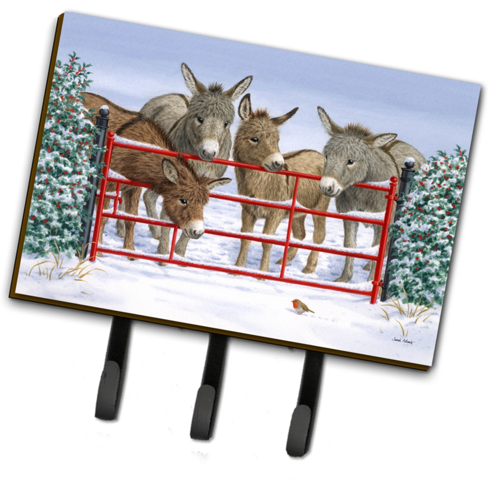 &quotCaroline's Treasures ASA2198TH68 Donkeys and Robin Leash or Key Holder, Large, Multicolor"