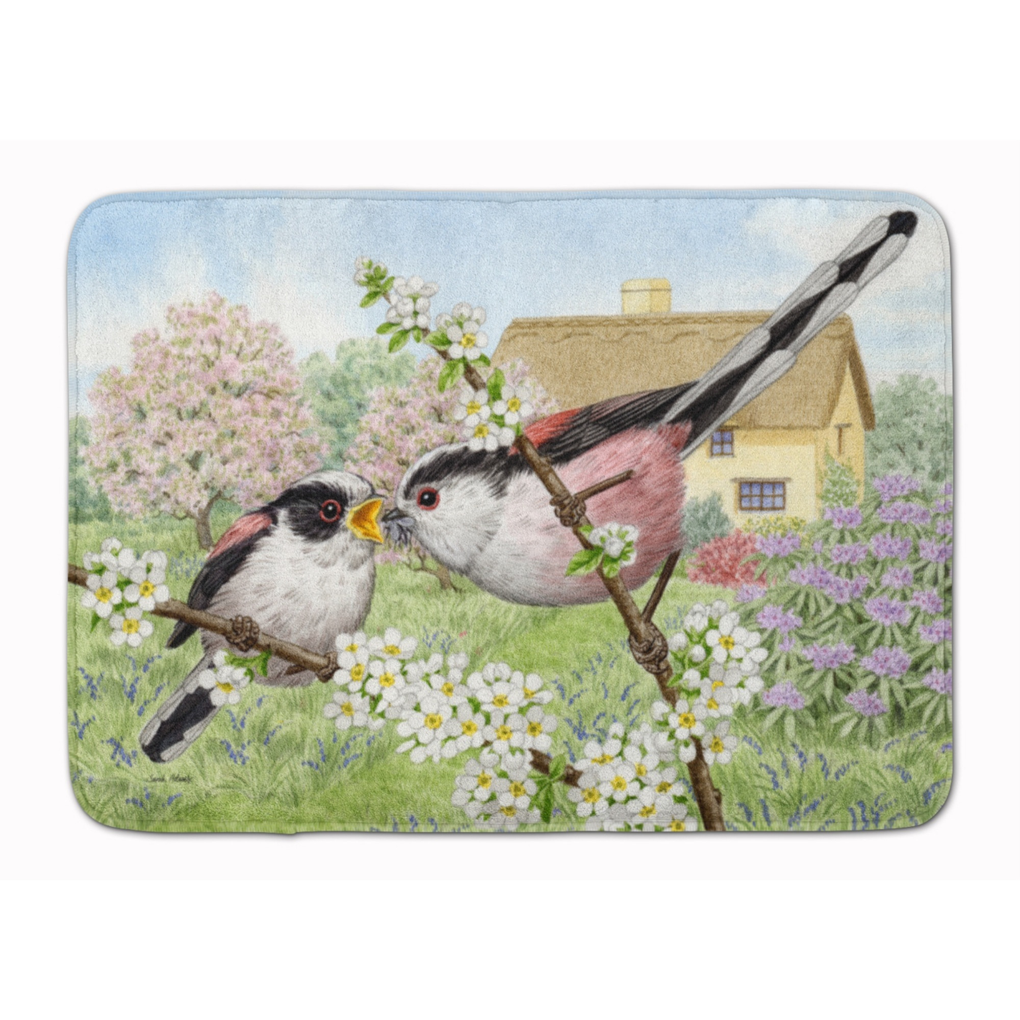 &quotCaroline's Treasures Long Tailed Tits Floor Mat, 19"" x 27"", Multicolor"