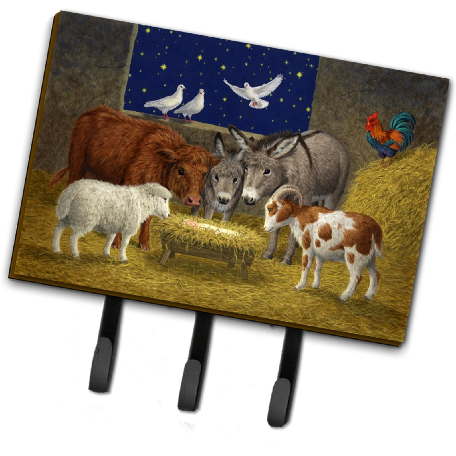 &quotCaroline's Treasures ASA2205TH68 Animals at Crib Nativity Christmas Scene Leash or Key Holder, Large, Multicolor"