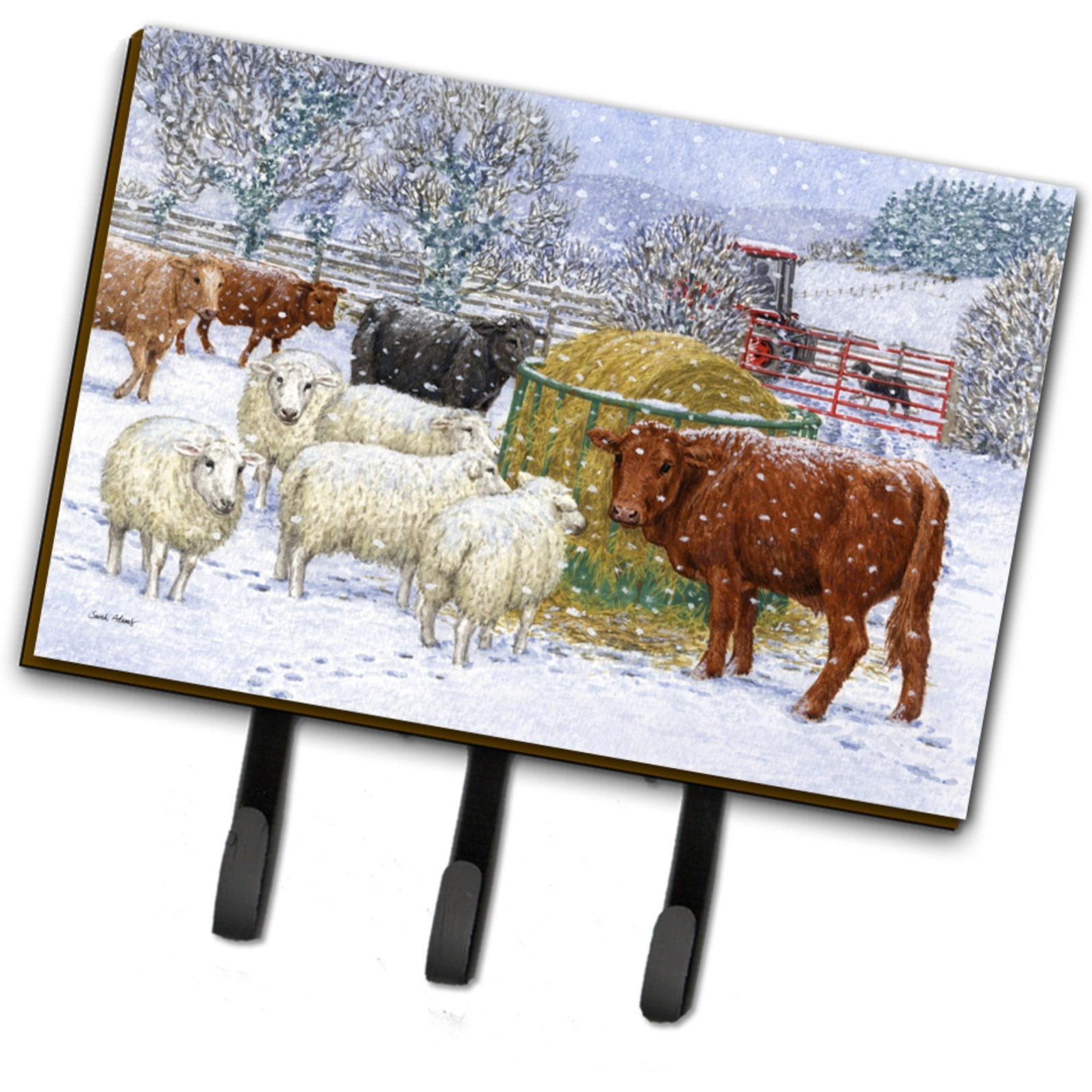 &quotCaroline's Treasures ASA2207TH68 Cows and Sheep in The Snow Leash or Key Holder, Large, Multicolor"