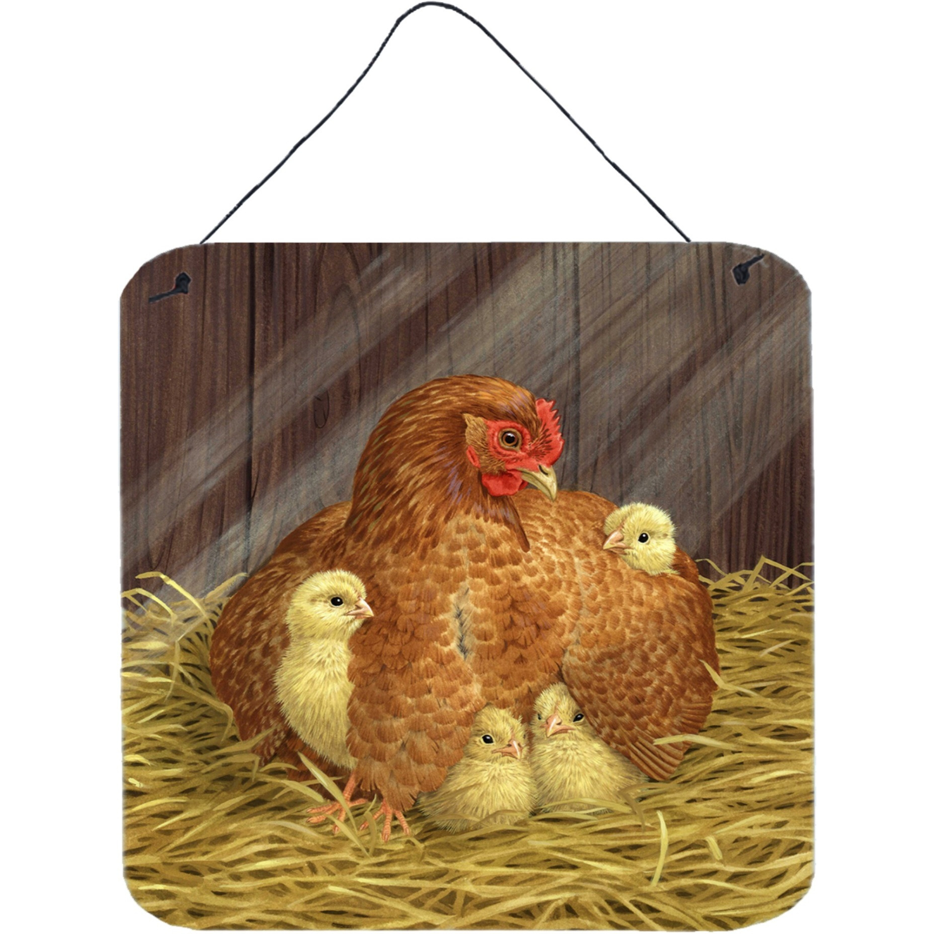 &quotCaroline's Treasures My Little Chickadees Hen with Chicks Wall or Door Hanging Prints ASAD0109DS66, 6HX6W, Multicolor"