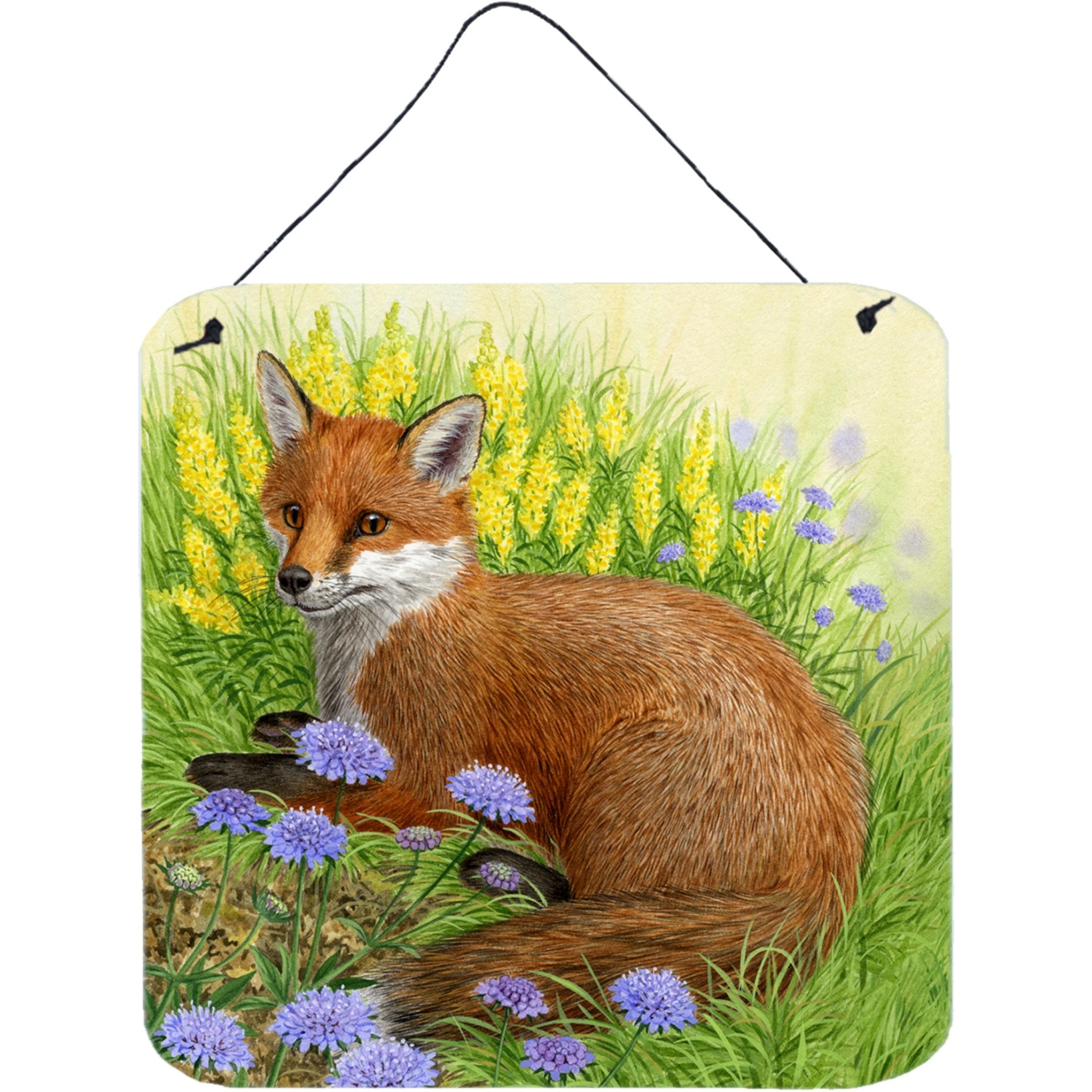 &quotCaroline's Treasures Fox in Flowers by Sarah Adams Wall or Door Hanging Prints ASAD0788DS66, 6HX6W, Multicolor"