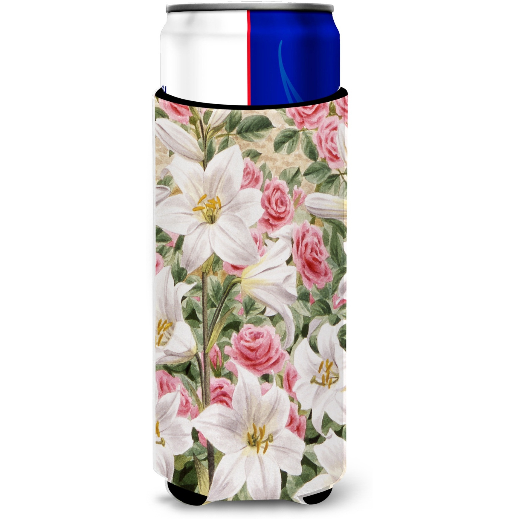 &quotCaroline's Treasures Lilies and Roses by Sarah Adams Michelob Ultra Koozies for Slim Cans, Multicolor"