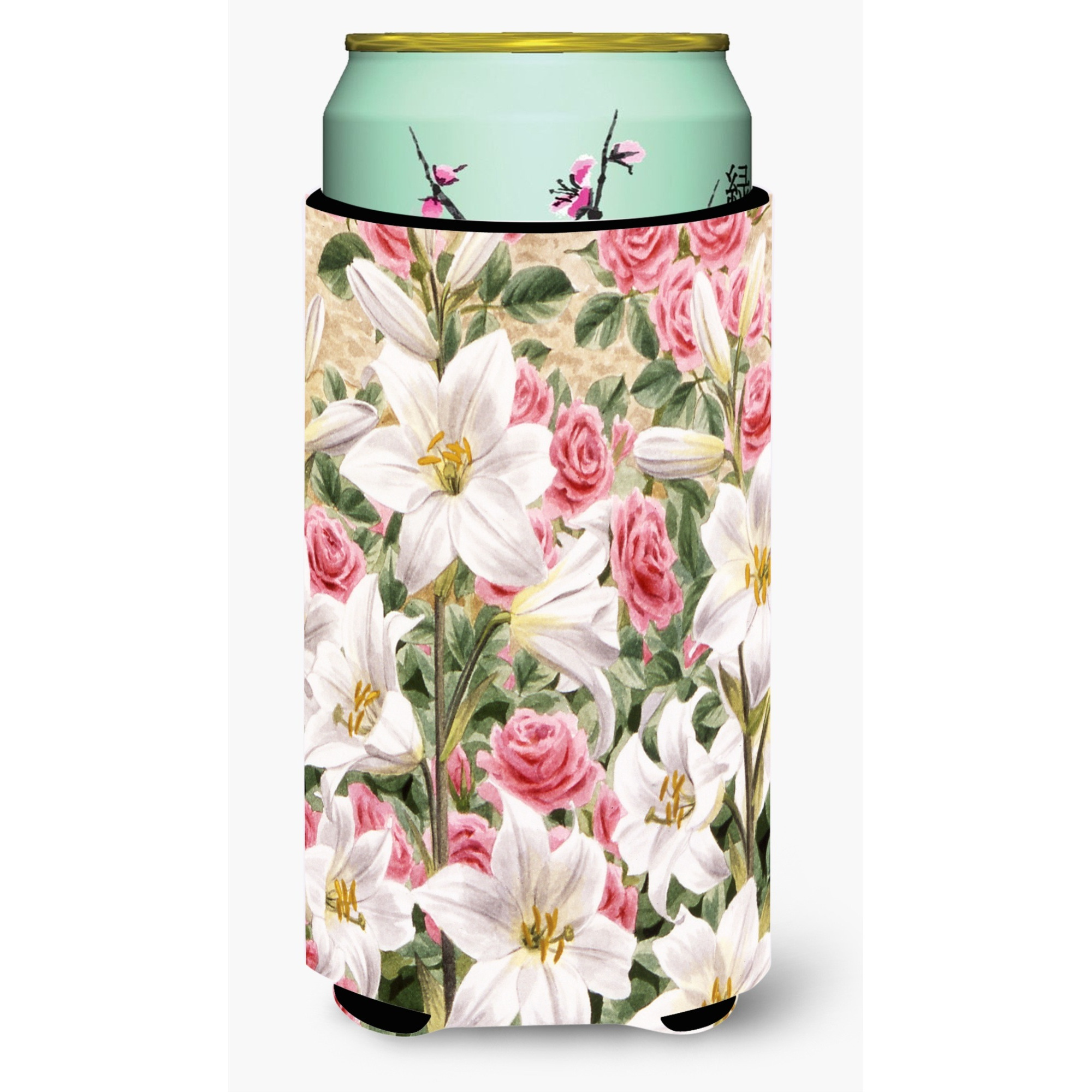 &quotCaroline's Treasures Lilies and Roses by Sarah Adams Tall Boy Koozie Hugger, Multicolor"
