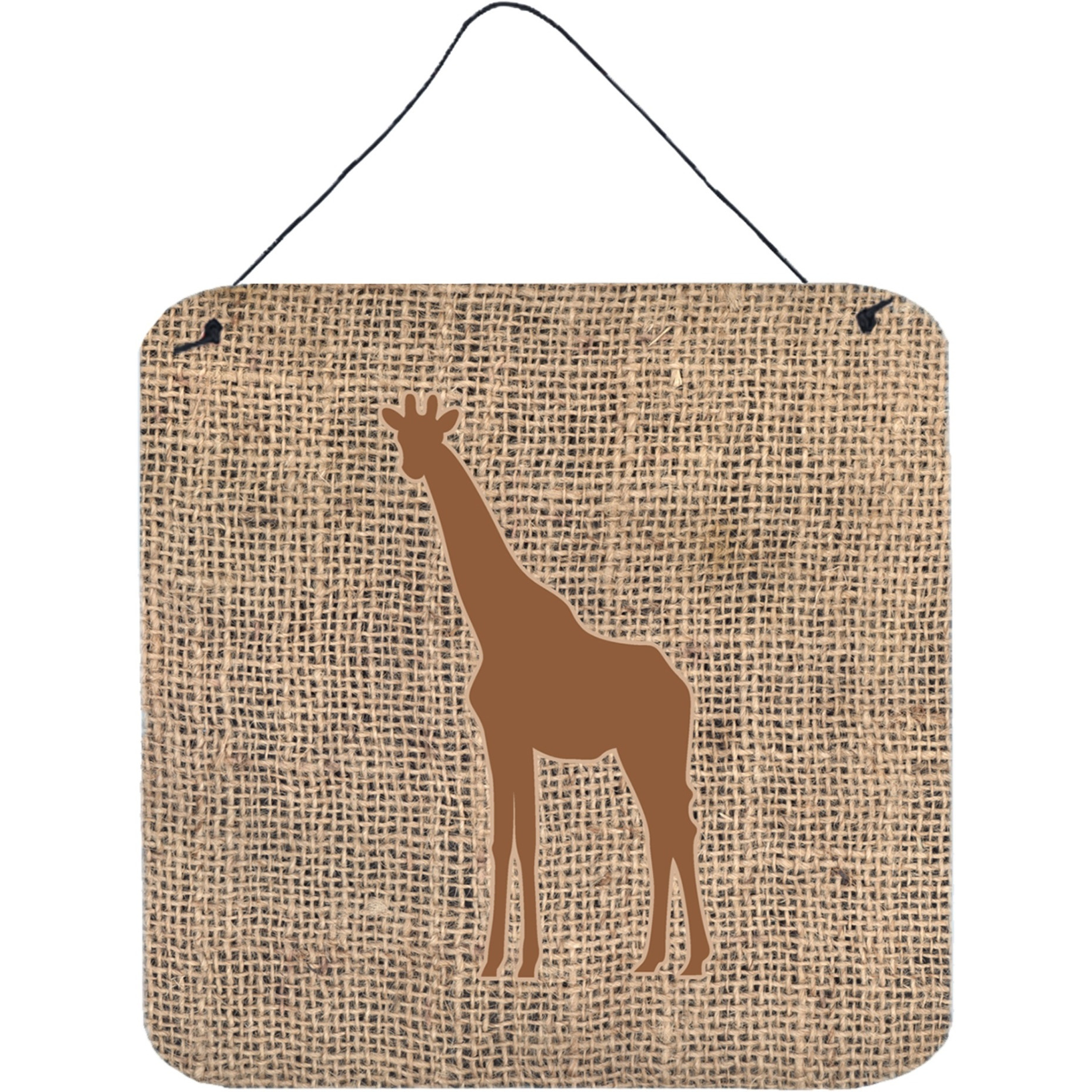 &quotCaroline's Treasures Giraffe Burlap and Brown Aluminum Metal Wall or Door Hanging Prints, 6 x 6"", Multicolor"